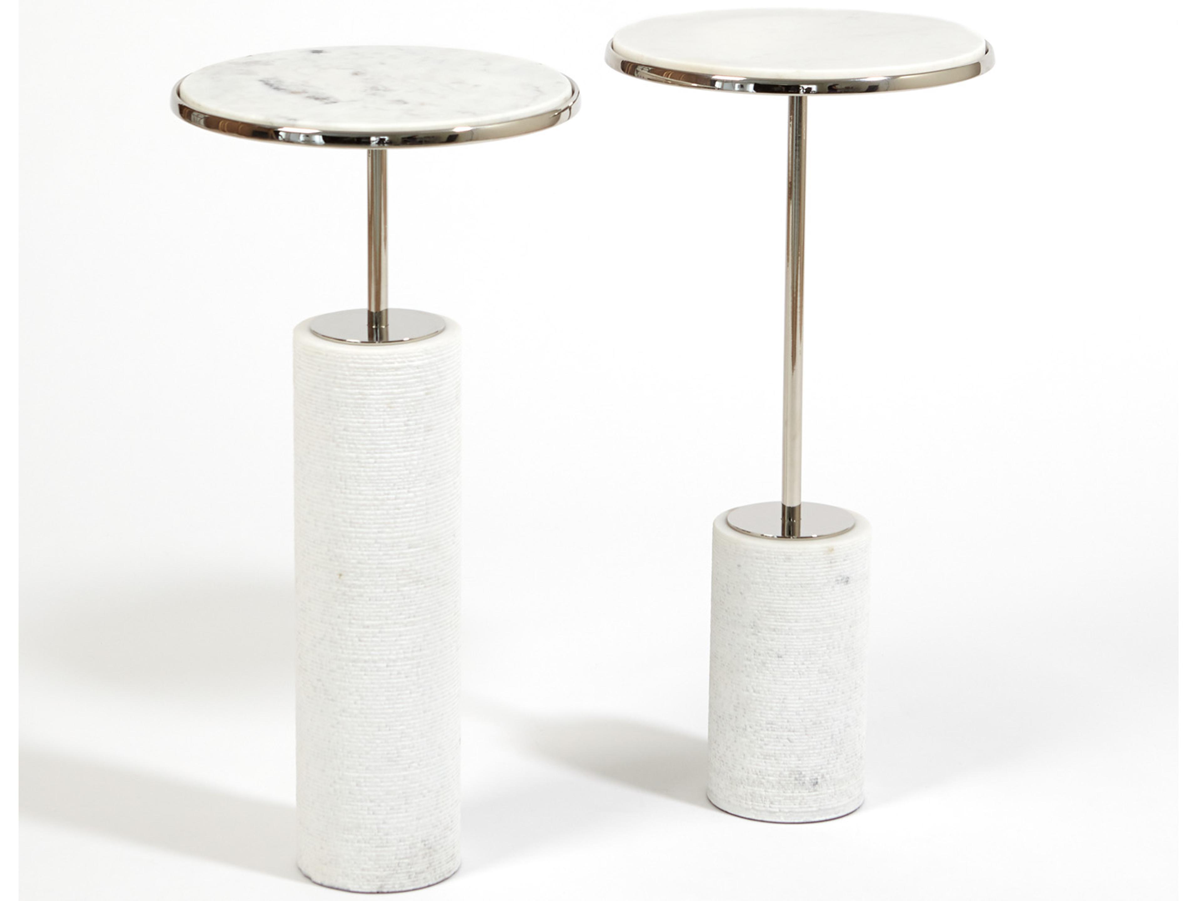 Global Views Round Marble Nickel End Table
