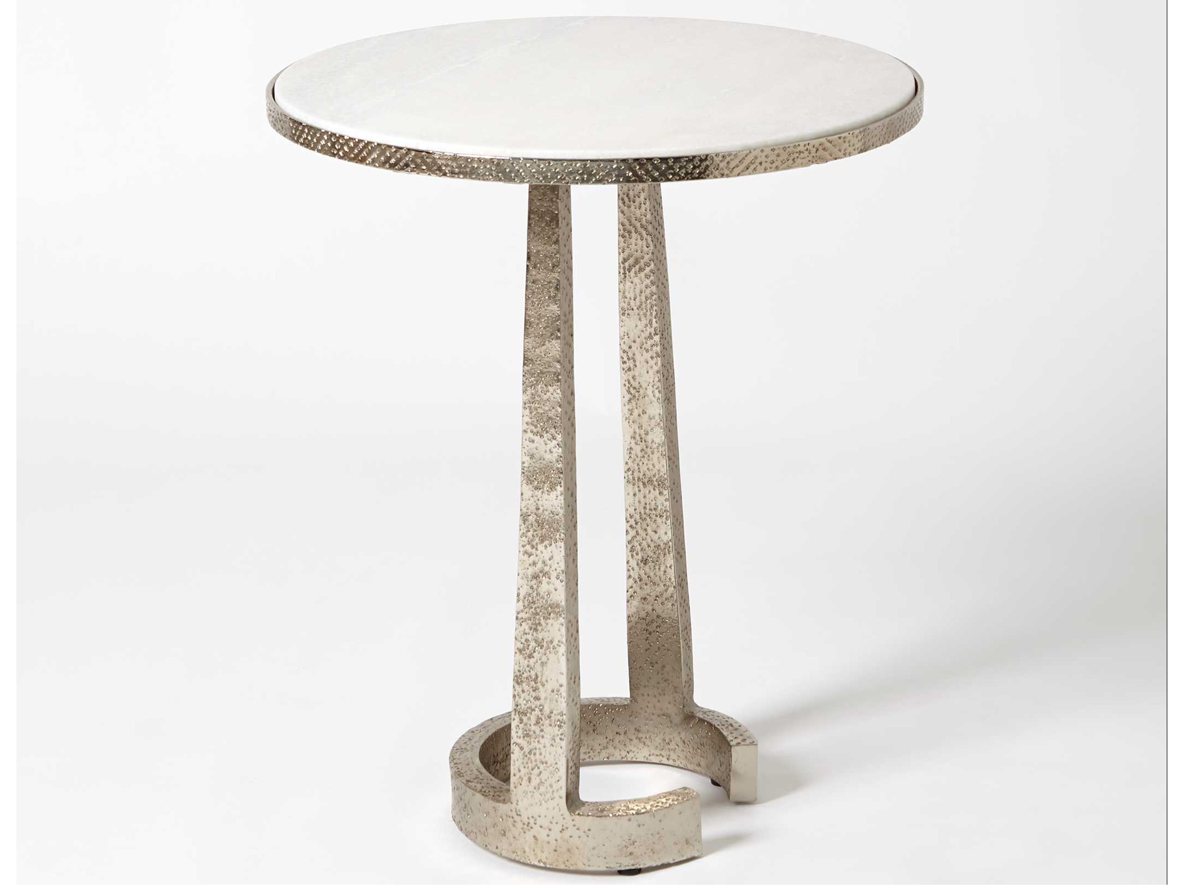 Round Marble Nickel End Table