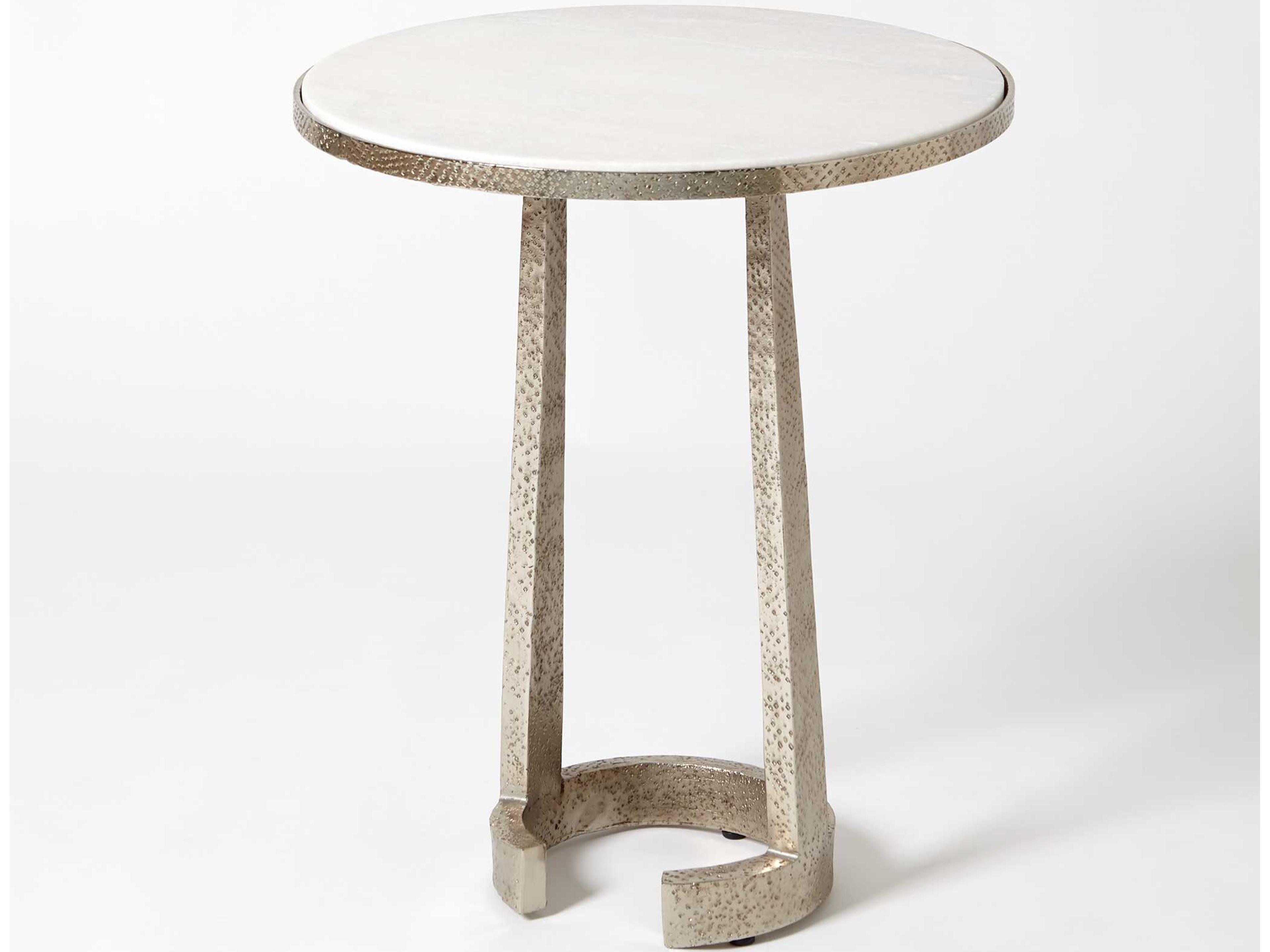 Global Views Round Marble Nickel End Table