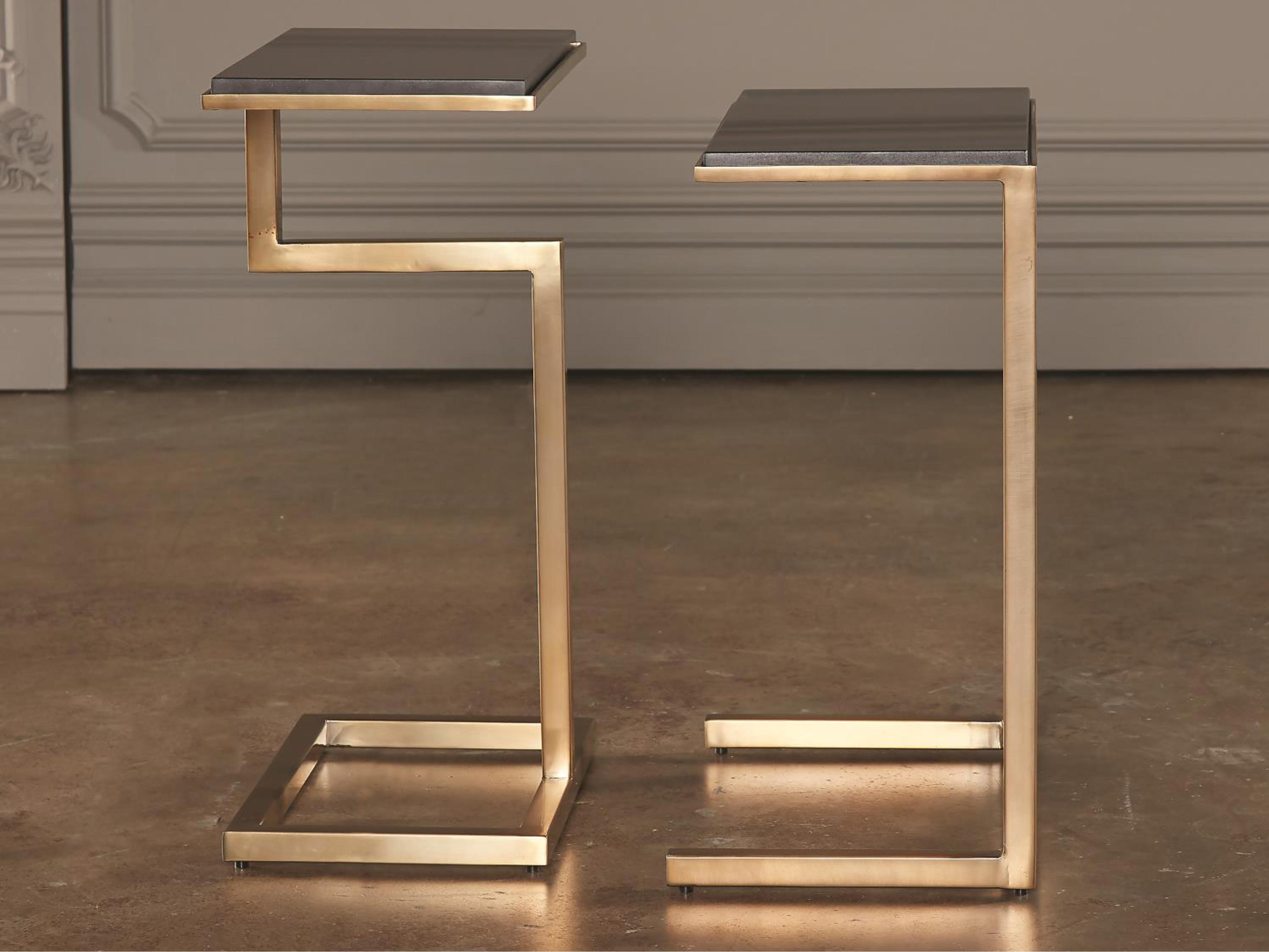 Global Views Rectangular Marble Brass End Table