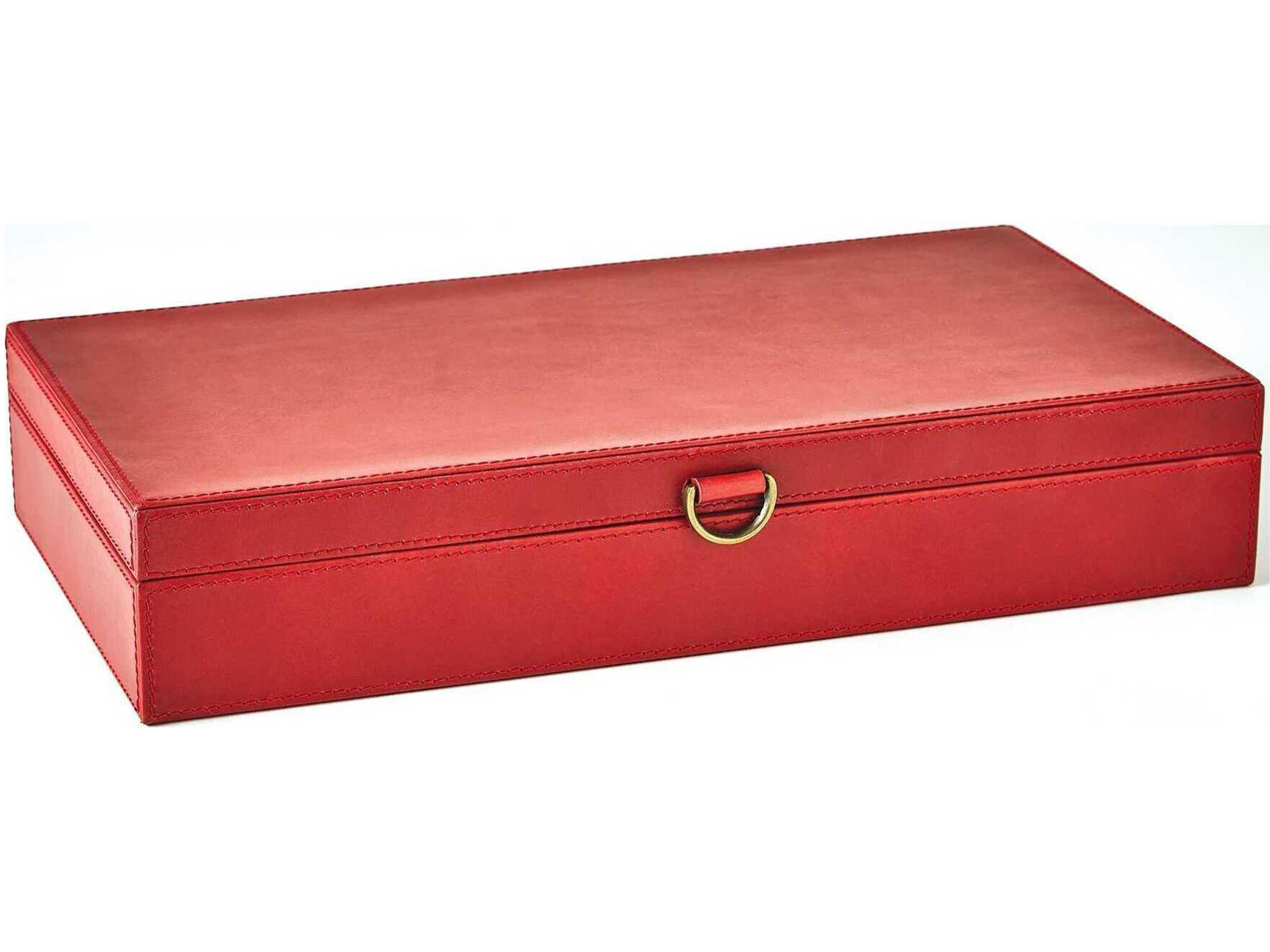 Global Views Marbled Leather Deep Red 17" Box