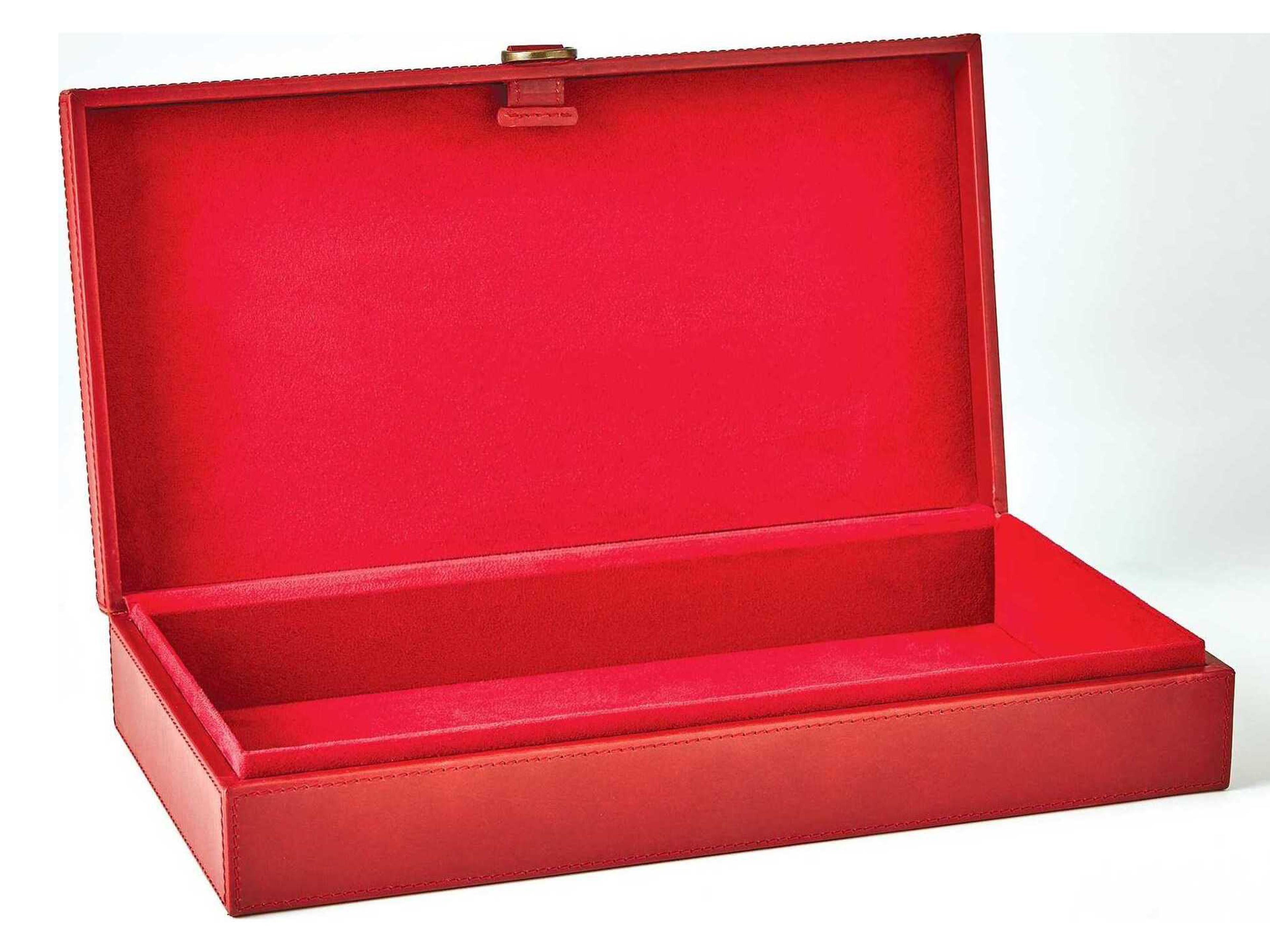 Global Views Marbled Leather Deep Red 17" Box