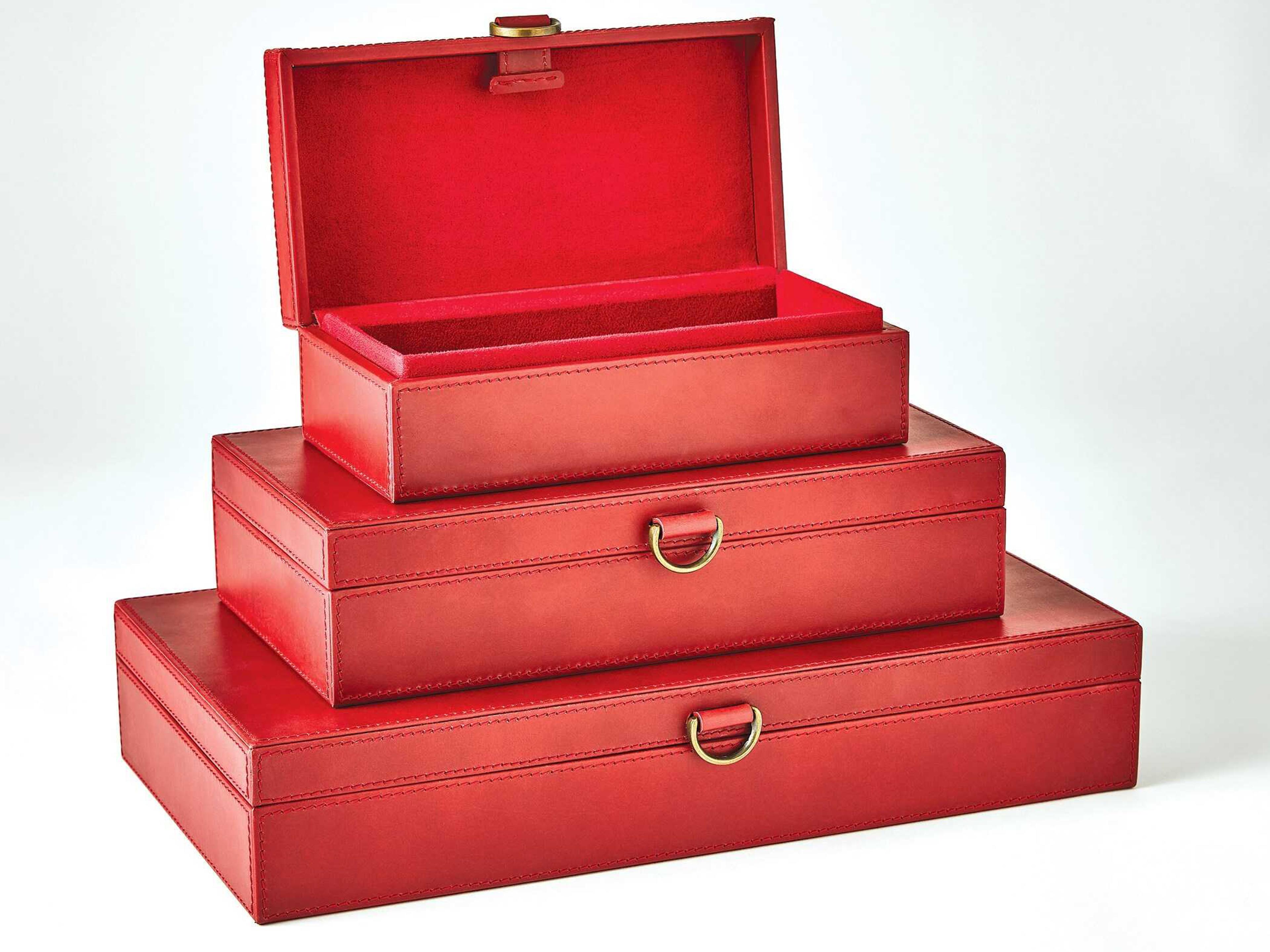 Global Views Marbled Leather Deep Red 17" Box