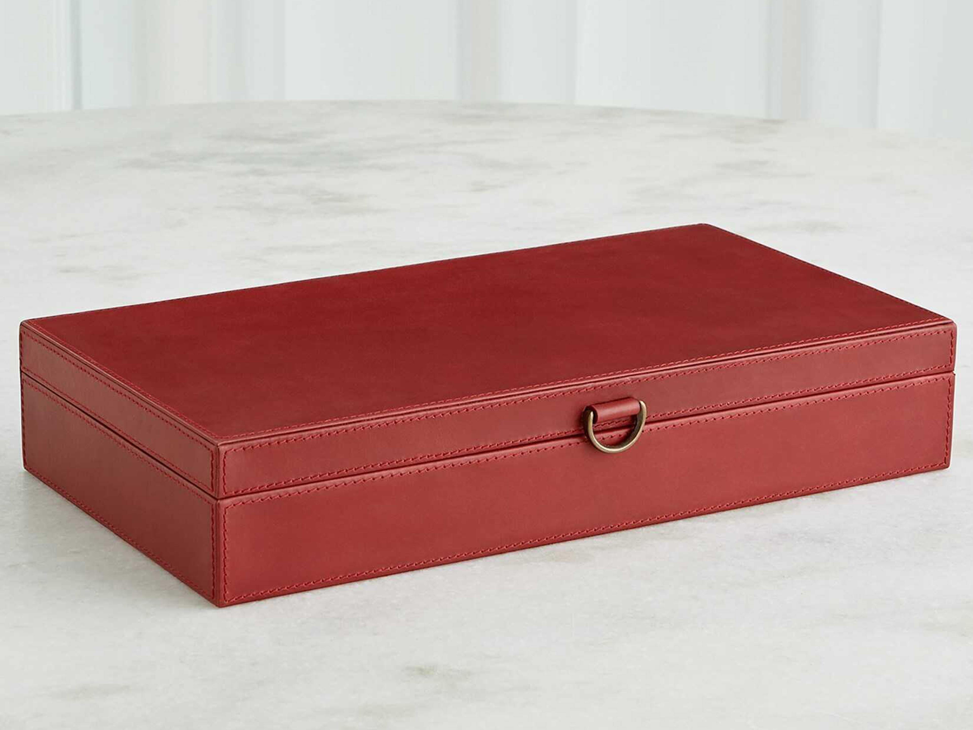Global Views Marbled Leather Deep Red 17" Box