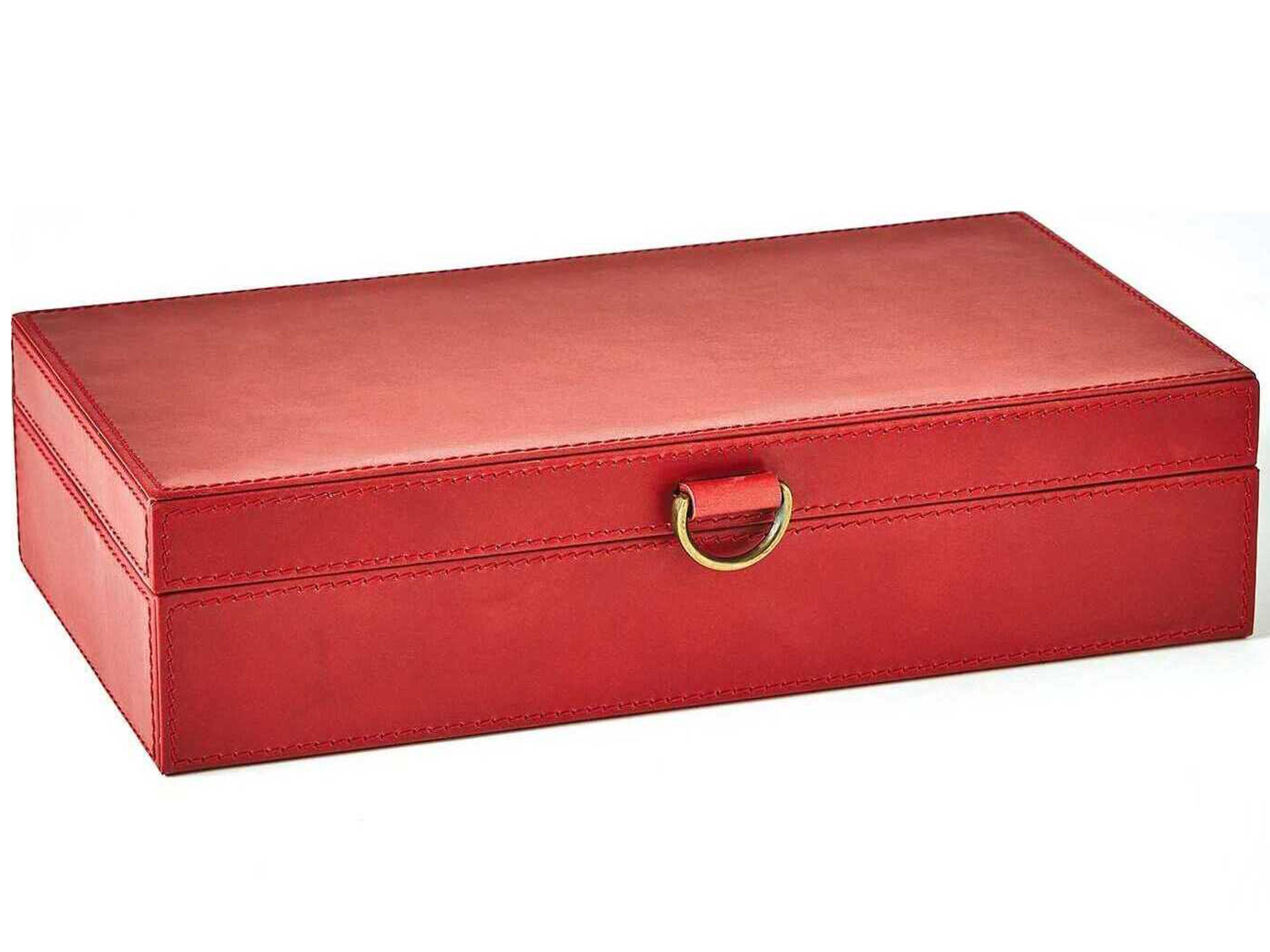Global Views Marbled Leather Deep Red 13" Box