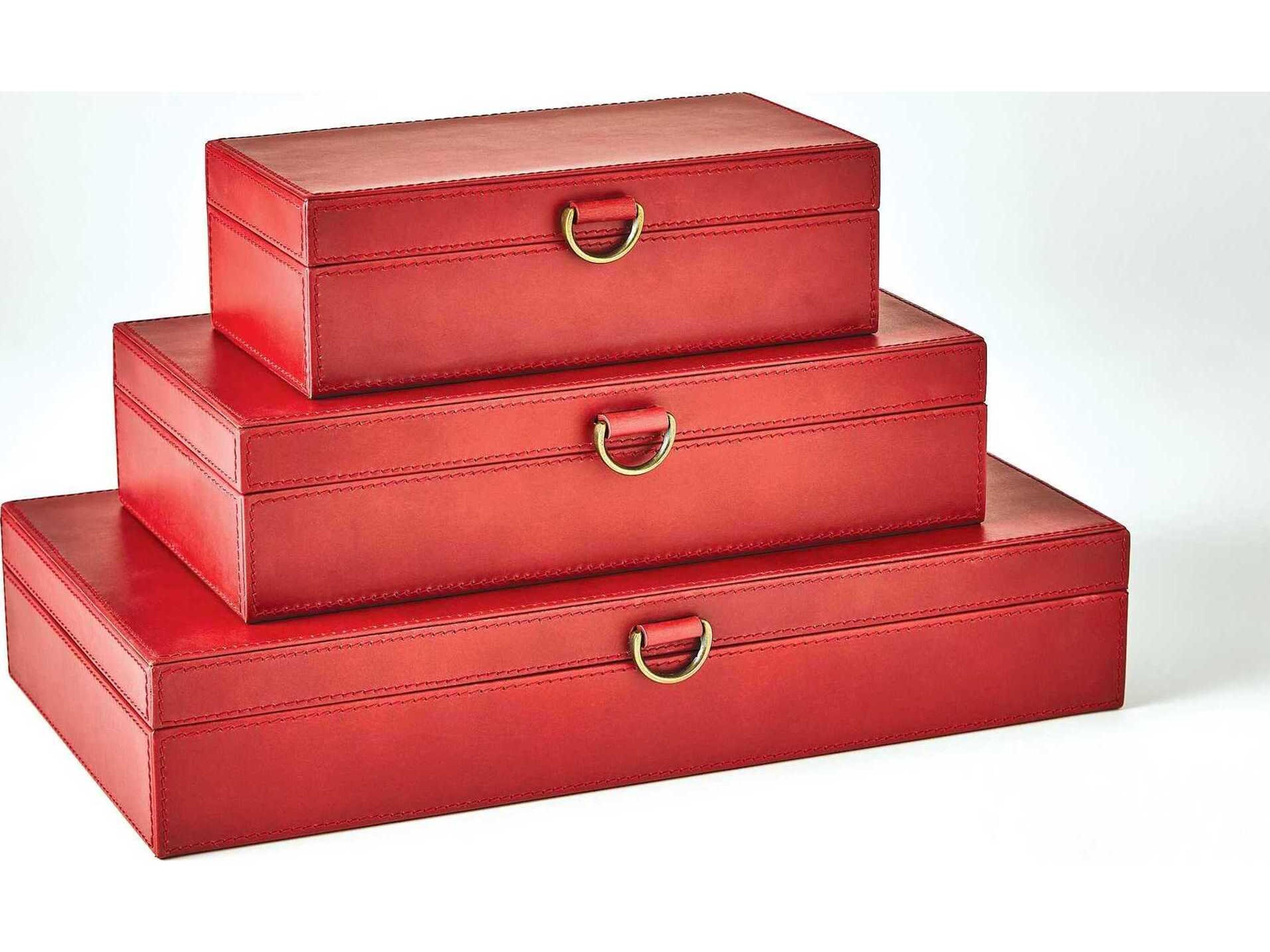 Global Views Marbled Leather Deep Red 13" Box