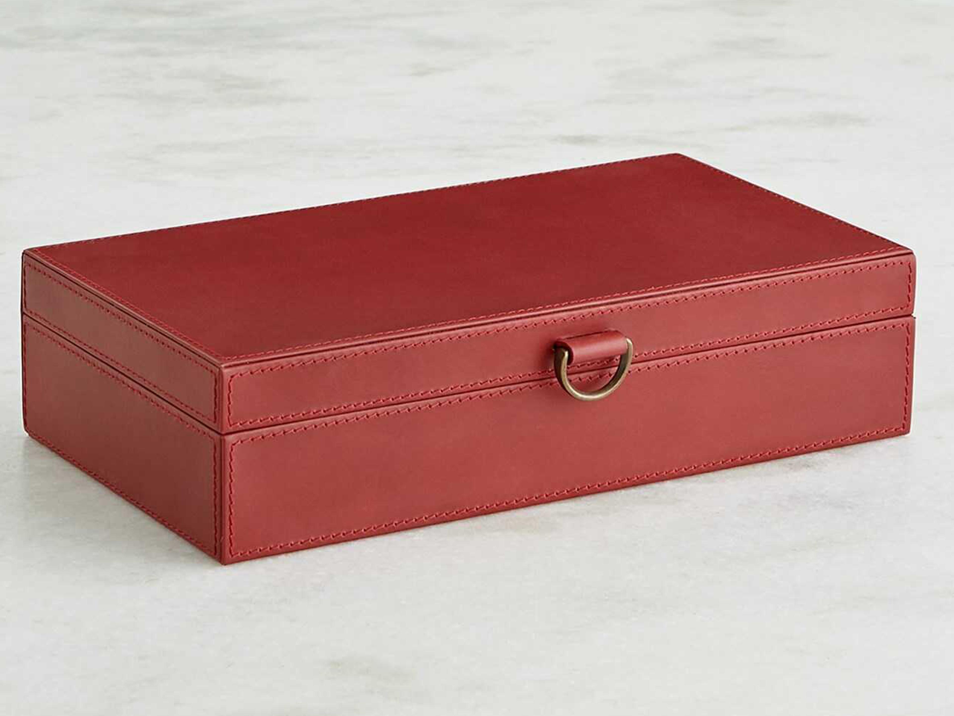 Global Views Marbled Leather Deep Red 13" Box