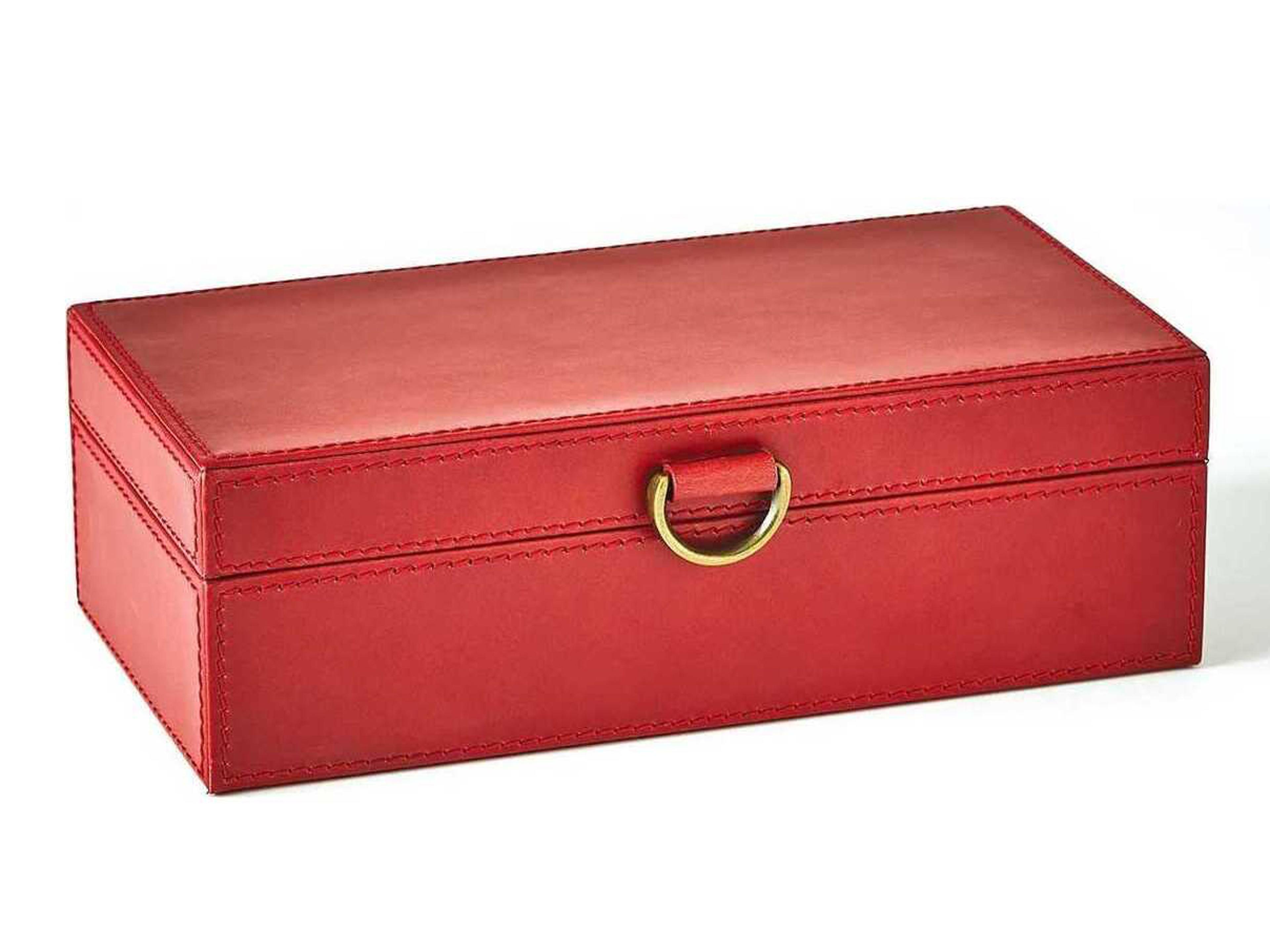 Global Views Marbled Leather Deep Red 10" Box