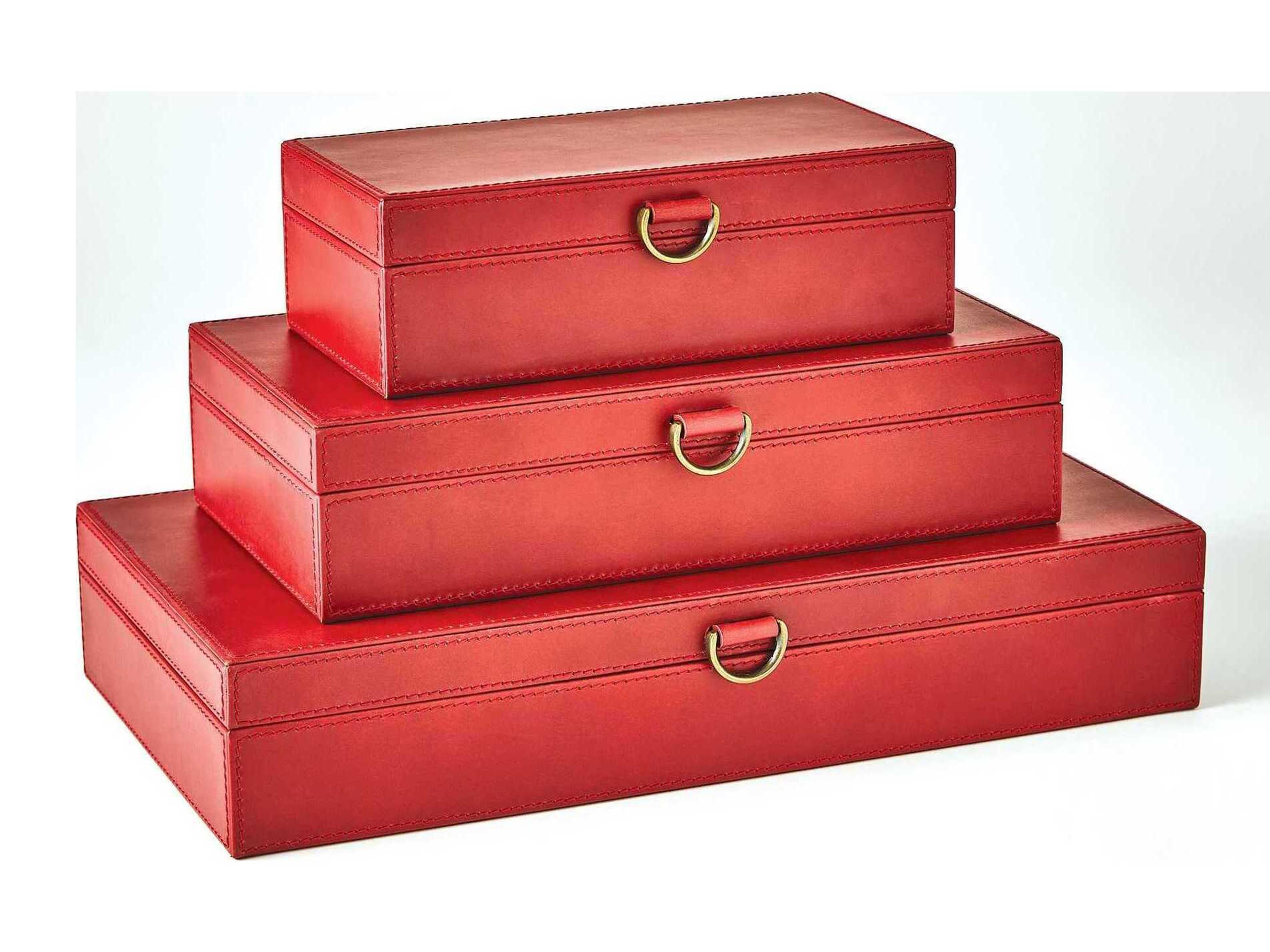 Global Views Marbled Leather Deep Red 10" Box