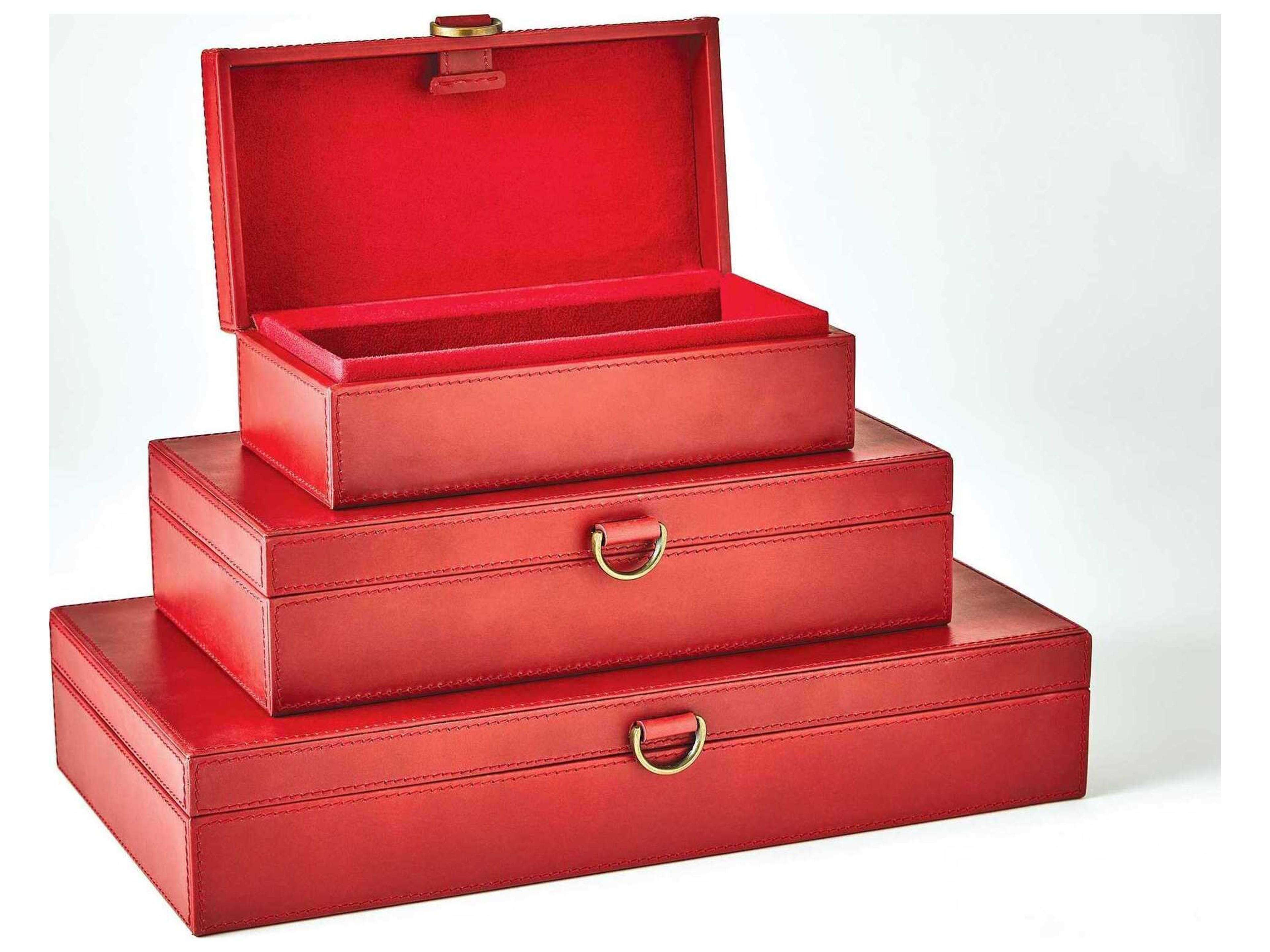 Global Views Marbled Leather Deep Red 10" Box