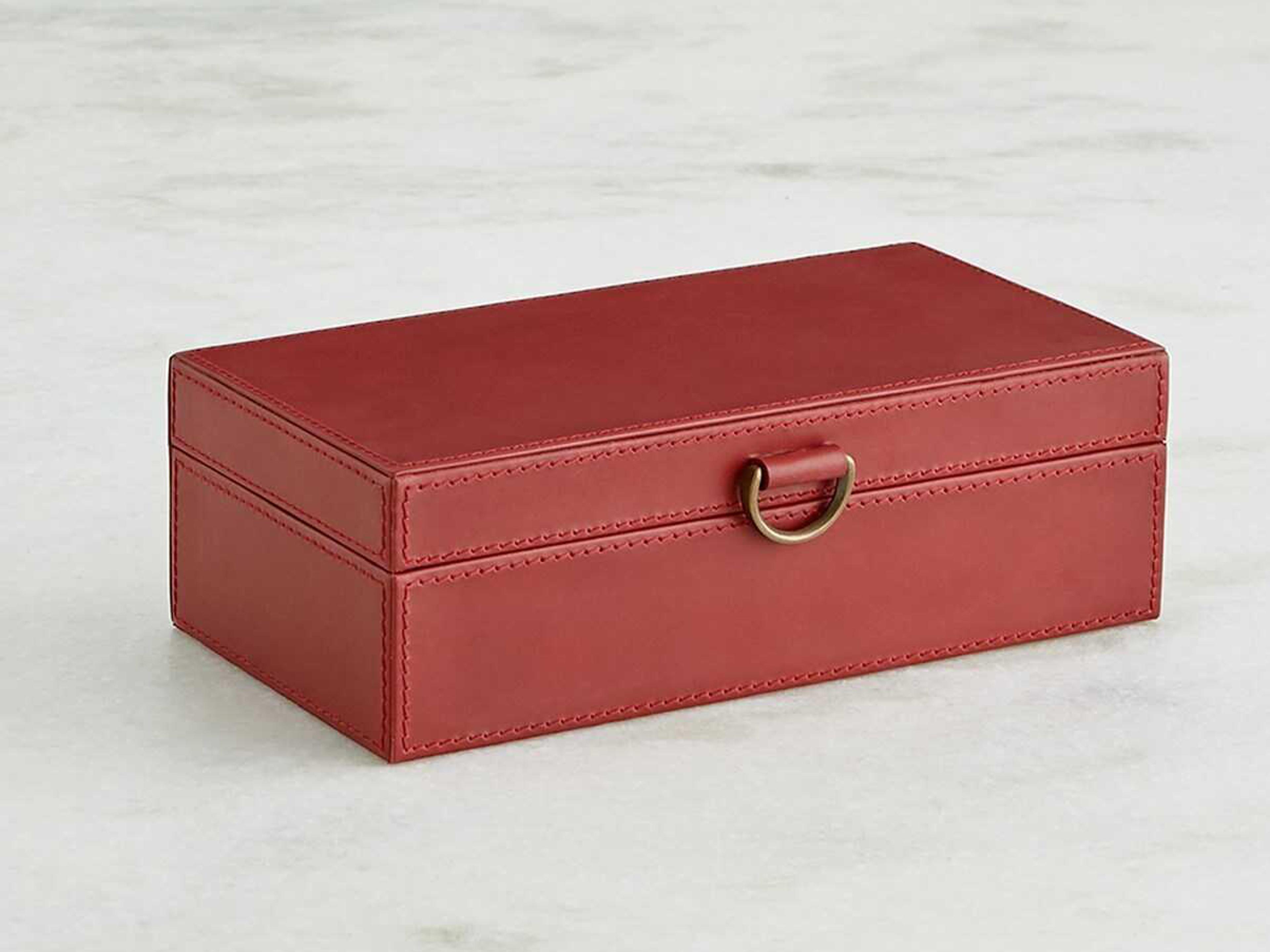 Global Views Marbled Leather Deep Red 10" Box