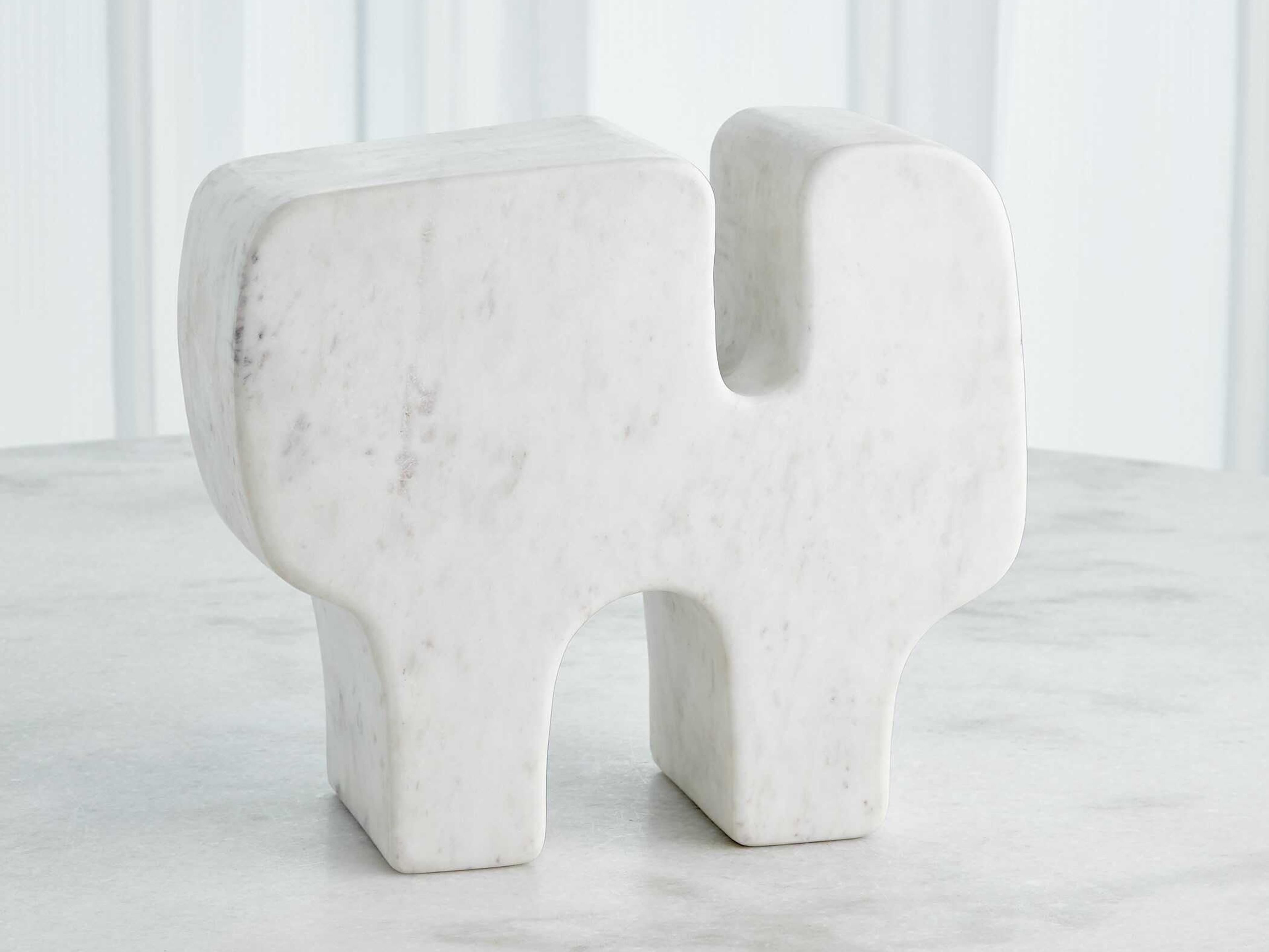 Global Views Abstract White Banswara Marble Sculpture