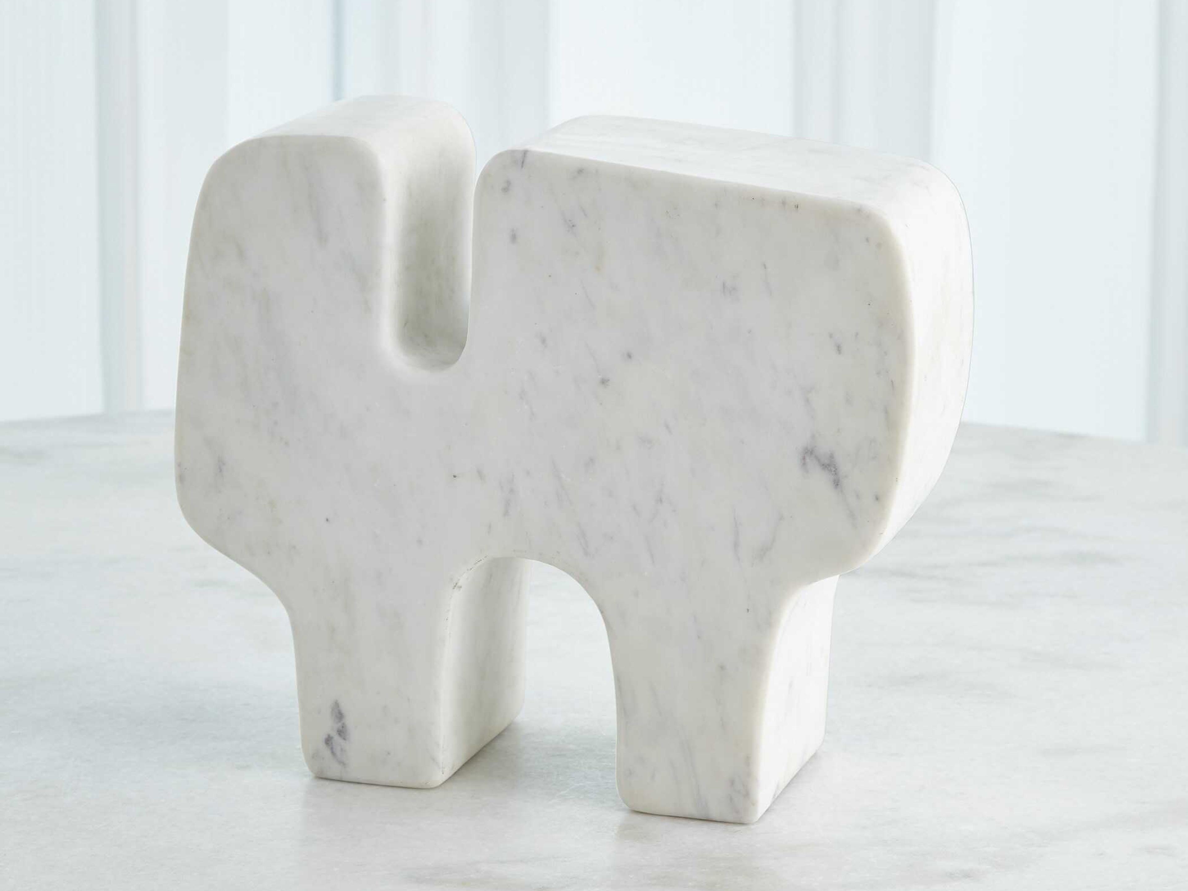 Global Views Abstract White Banswara Marble Sculpture