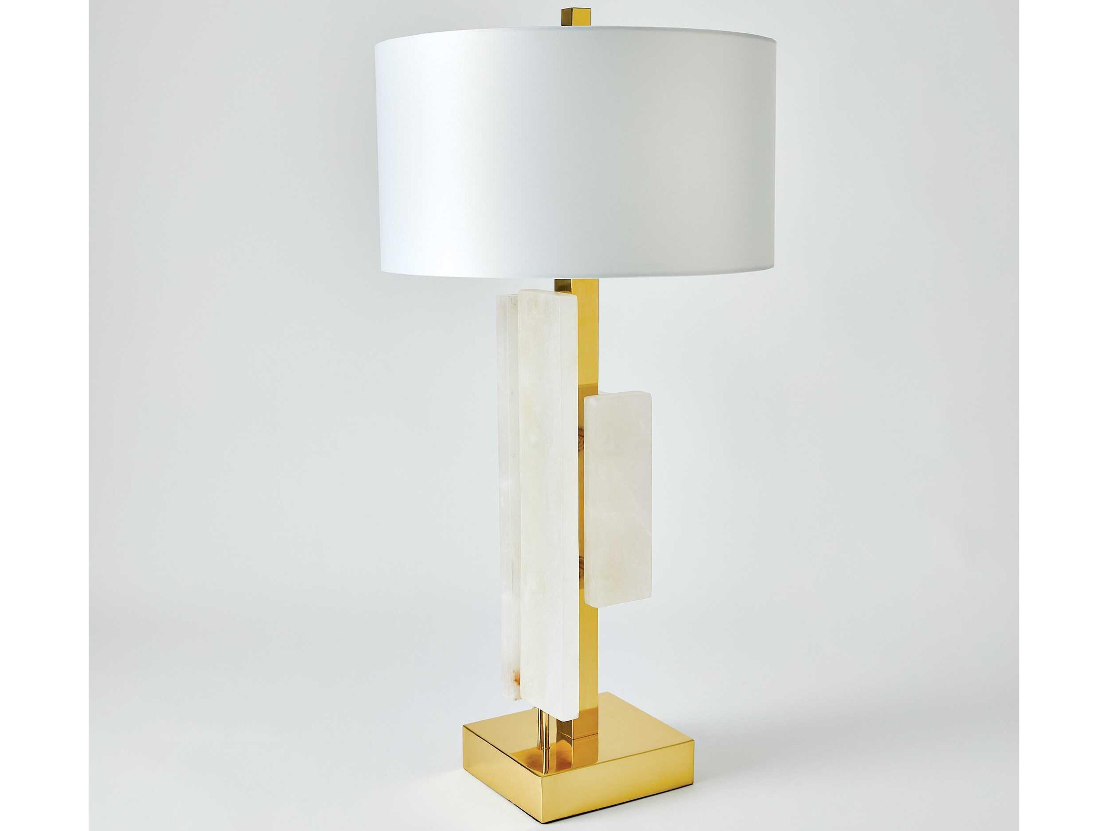 Global Views Alabaster Shiny Brass Gold Buffet Lamp