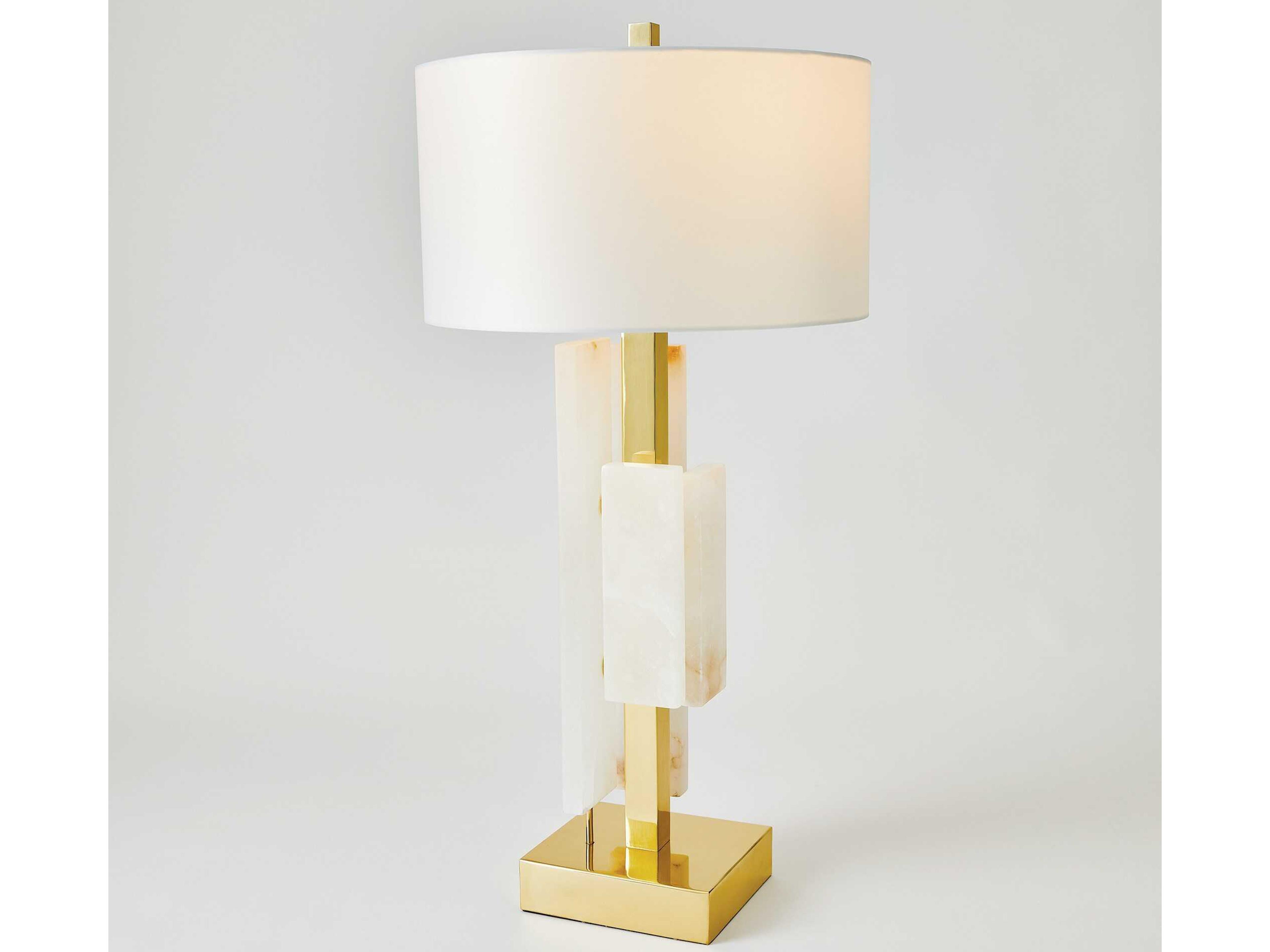 Global Views Alabaster Shiny Brass Gold Buffet Lamp