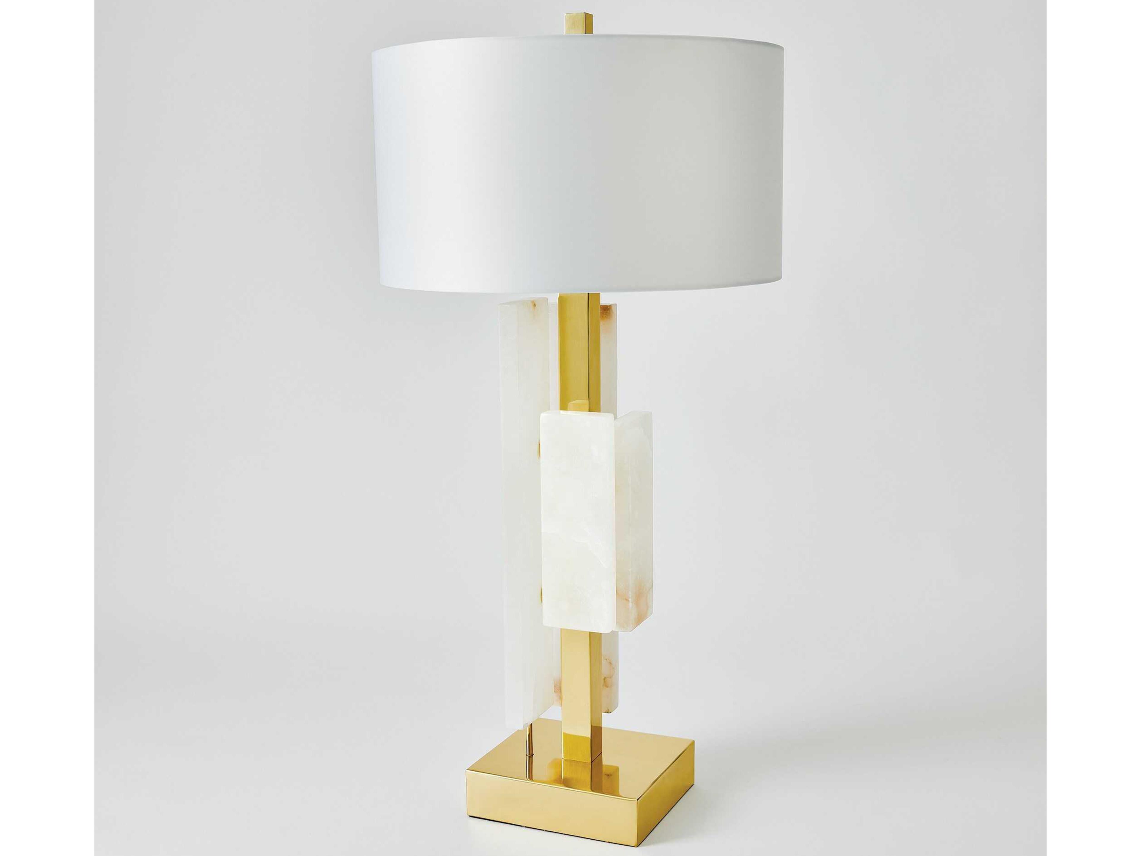 Global Views Alabaster Shiny Brass Gold Buffet Lamp