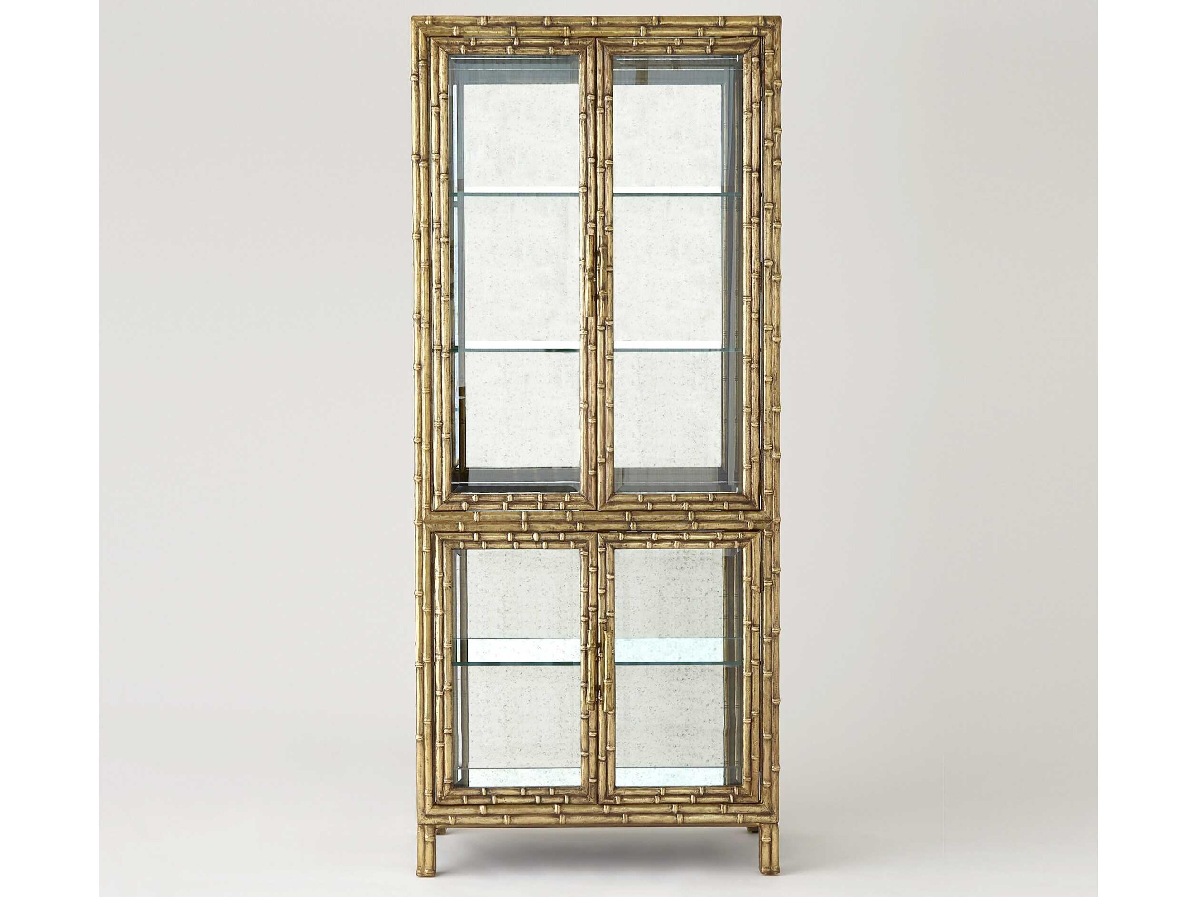 Global Views Brass Antiqued Mirror Display Cabinet
