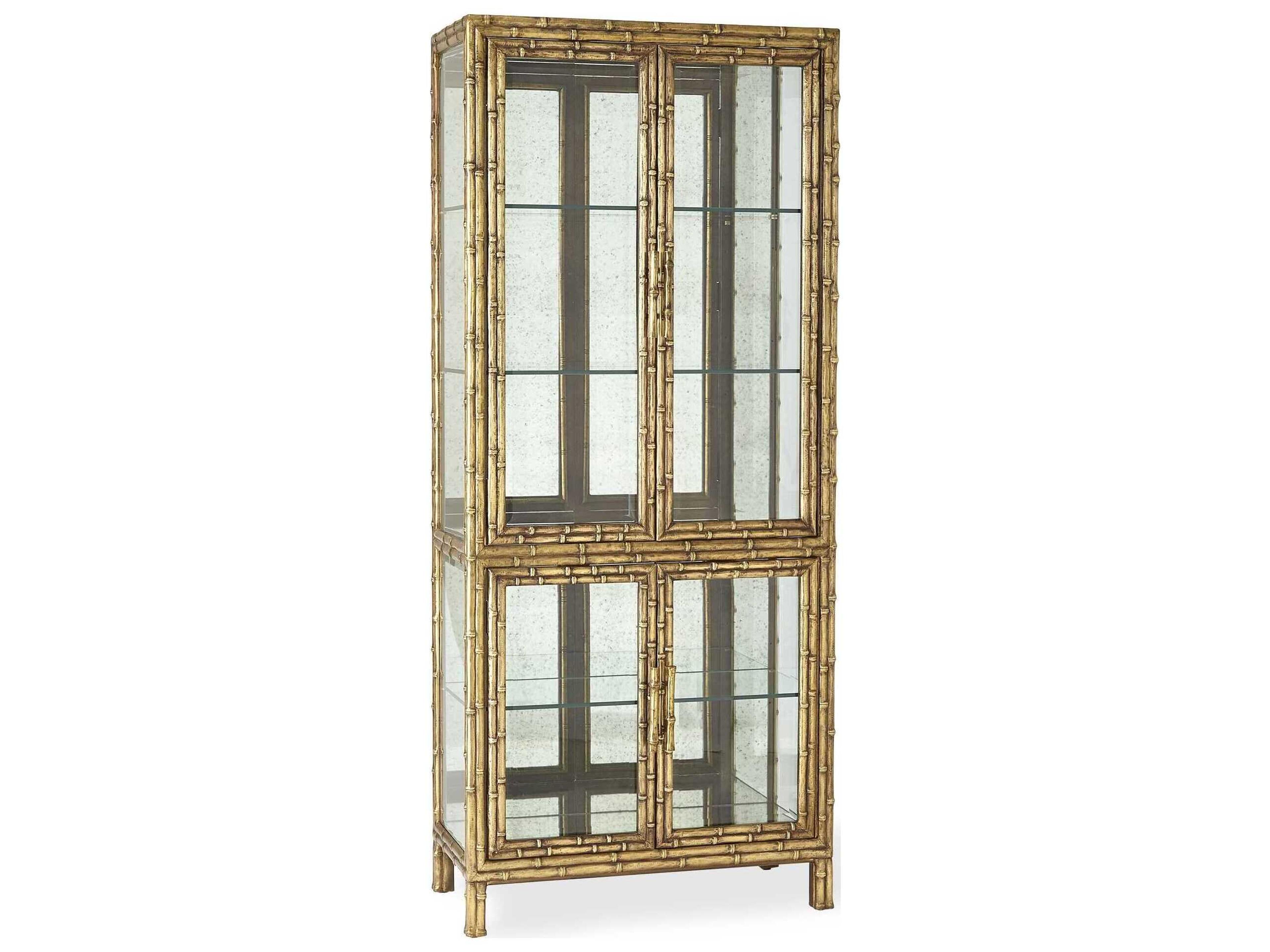 Global Views Brass Antiqued Mirror Display Cabinet