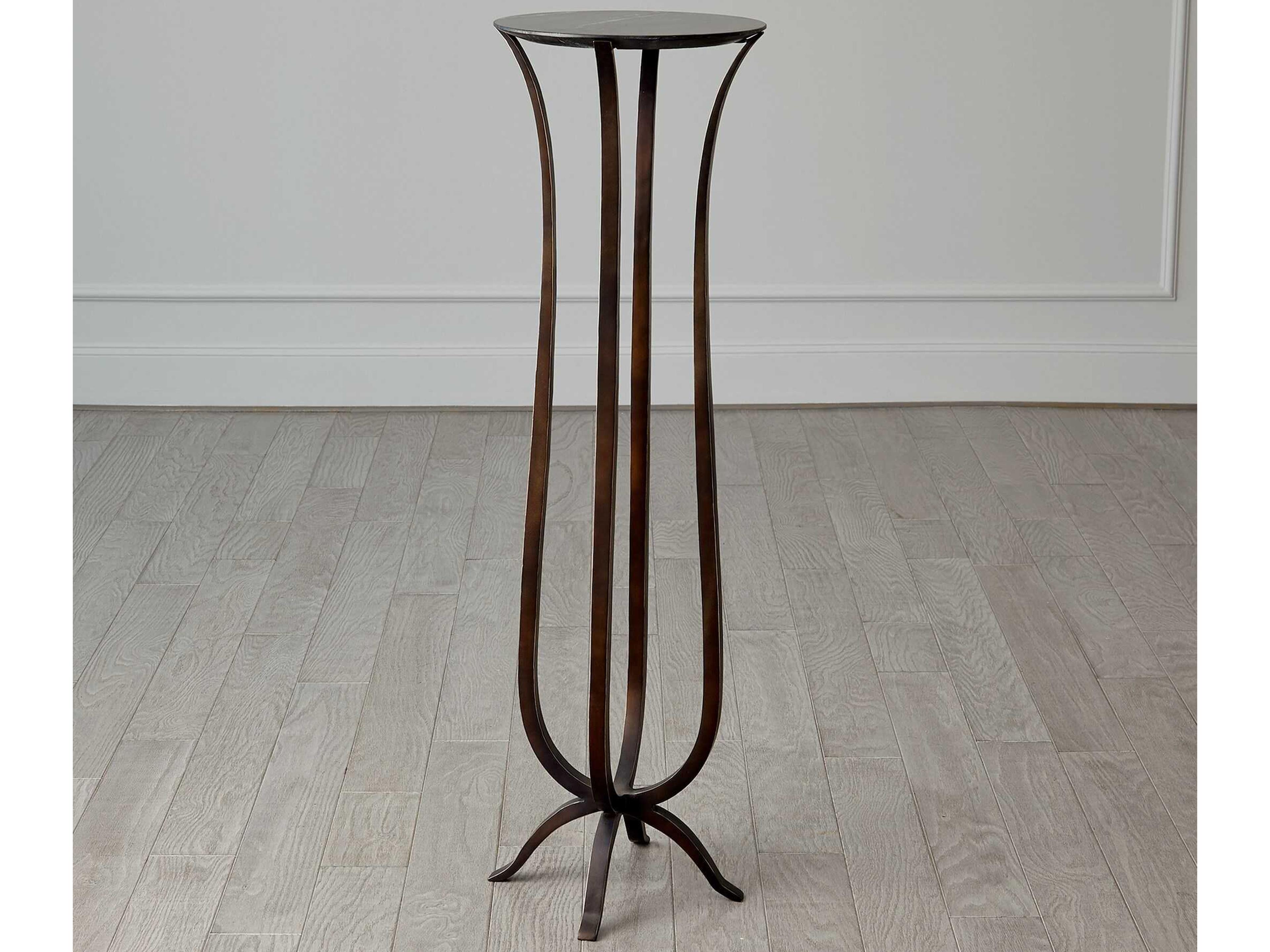 Global Views Round Marble Bronze End Table