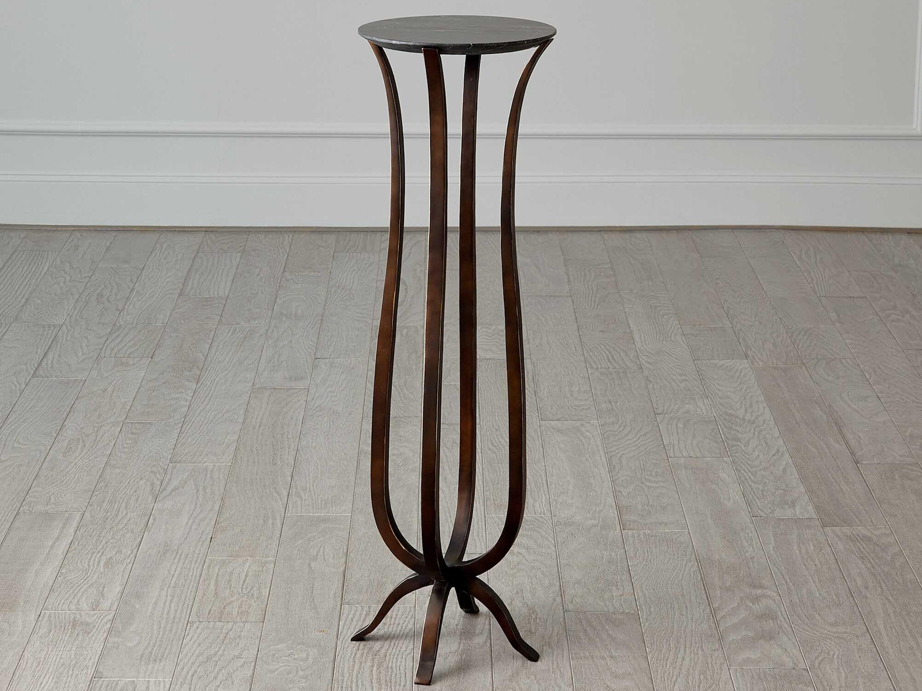 Global Views Round Marble Bronze End Table