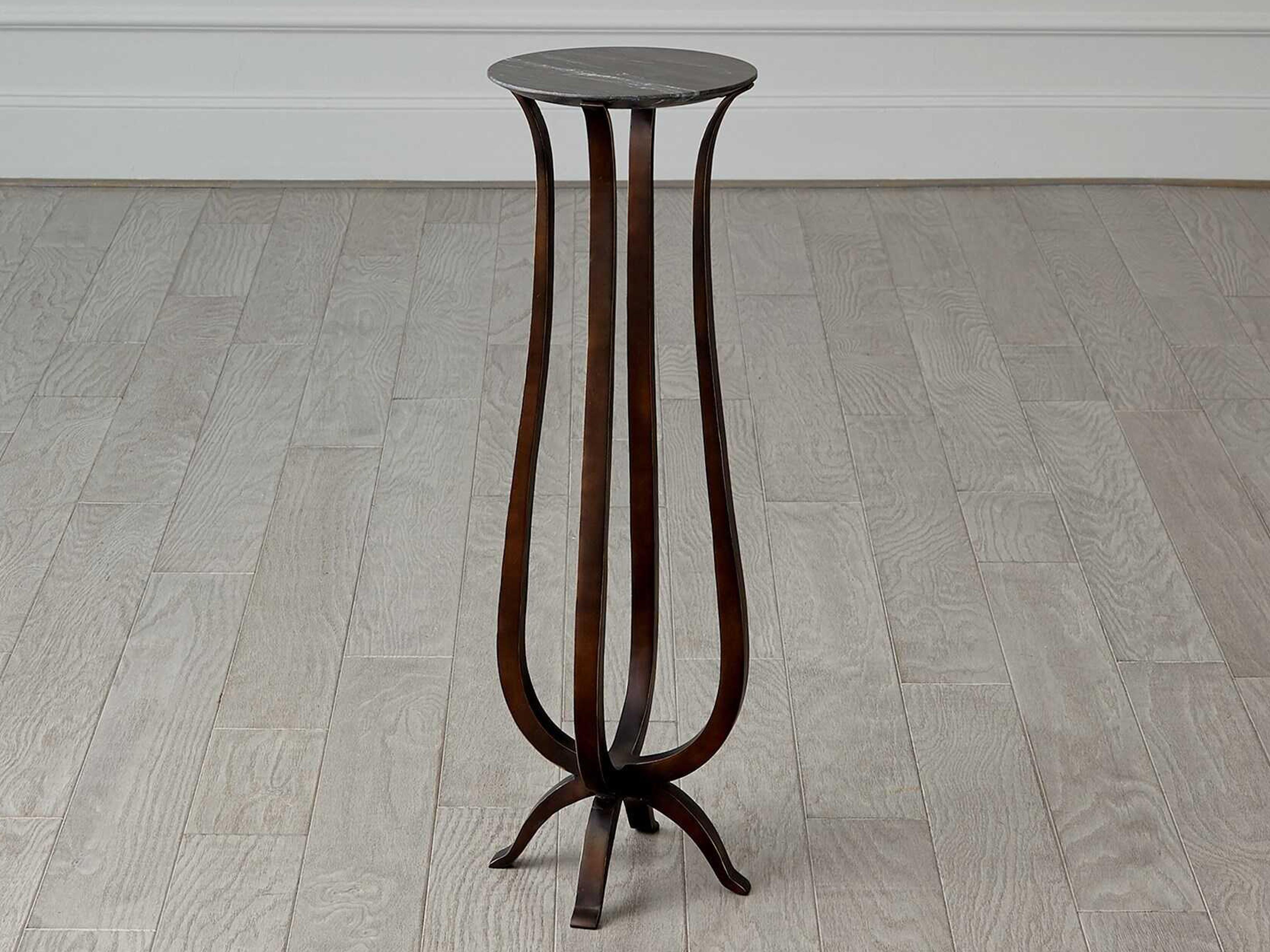 Global Views Round Marble Bronze End Table