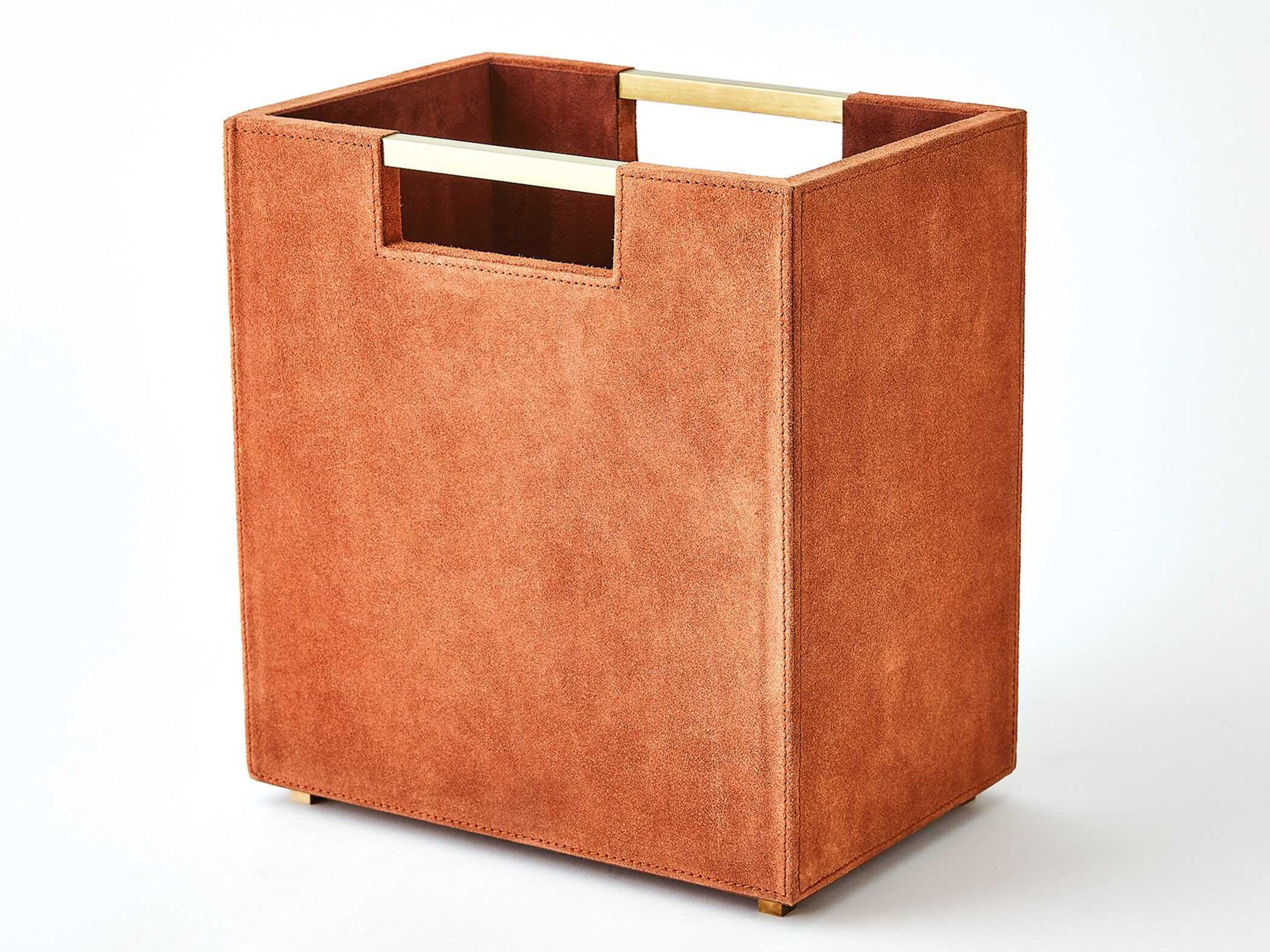 Global Views Rust Suede Posh Wastebasket