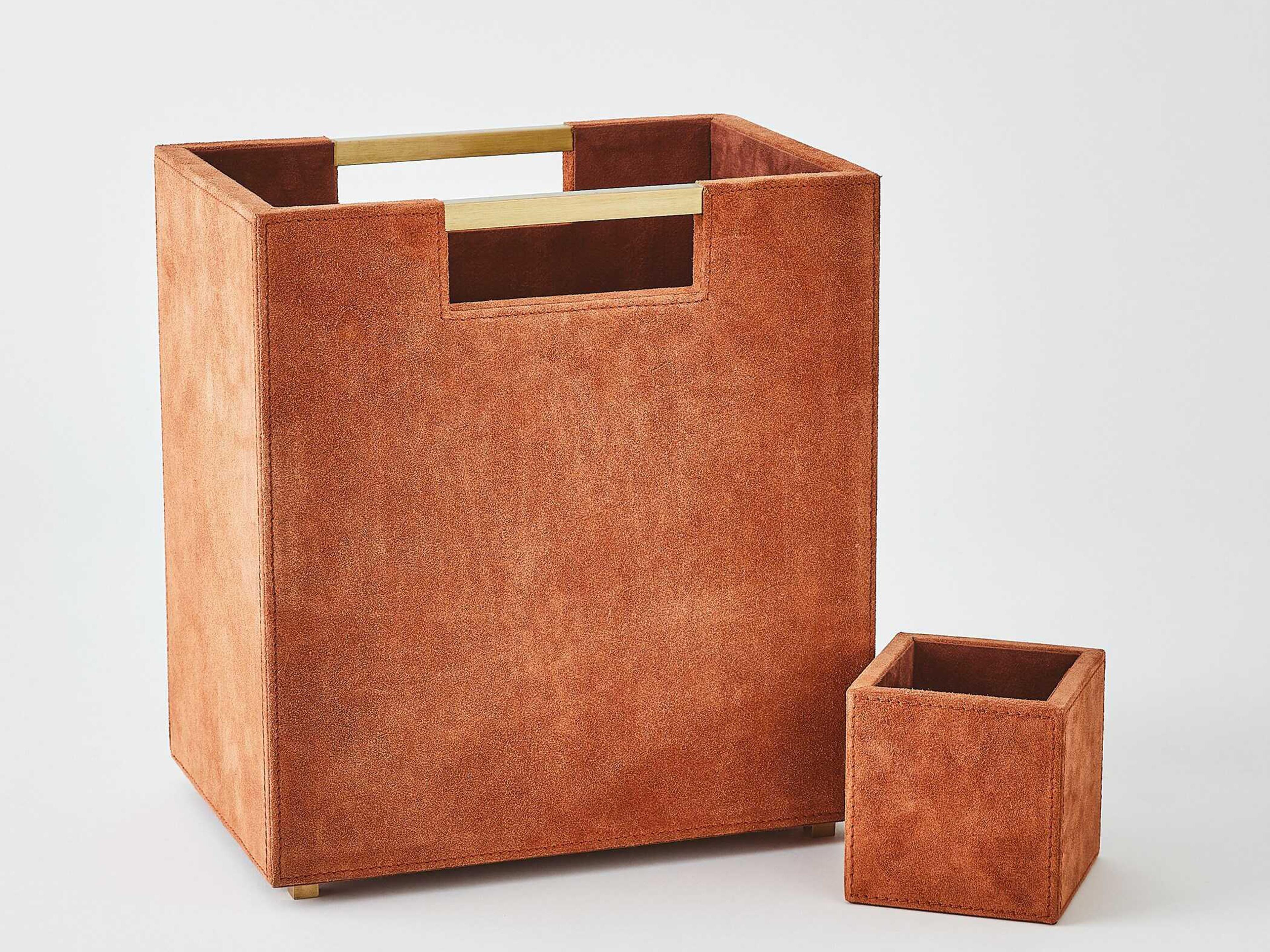 Global Views Rust Suede Posh Wastebasket