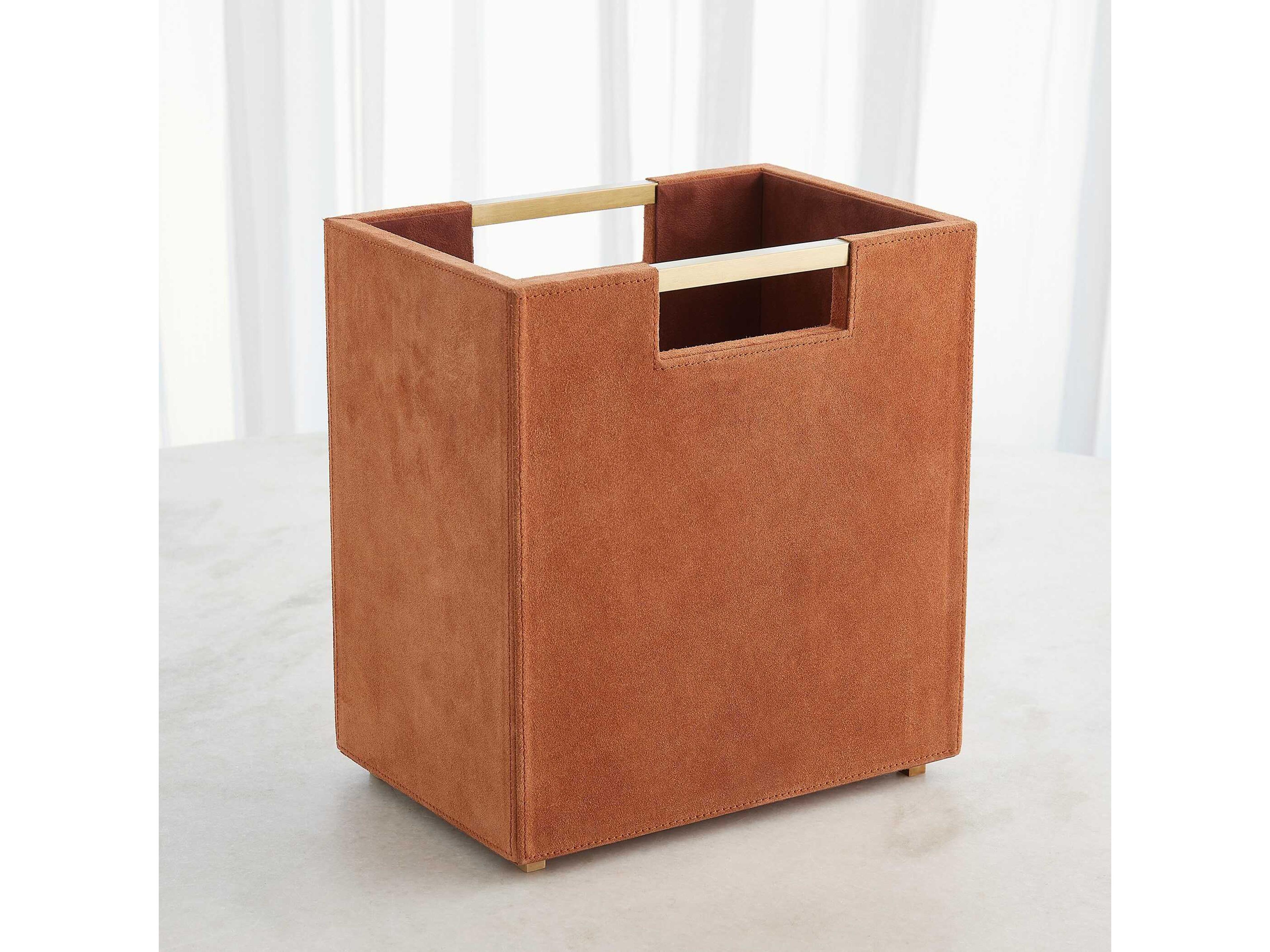 Global Views Rust Suede Posh Wastebasket