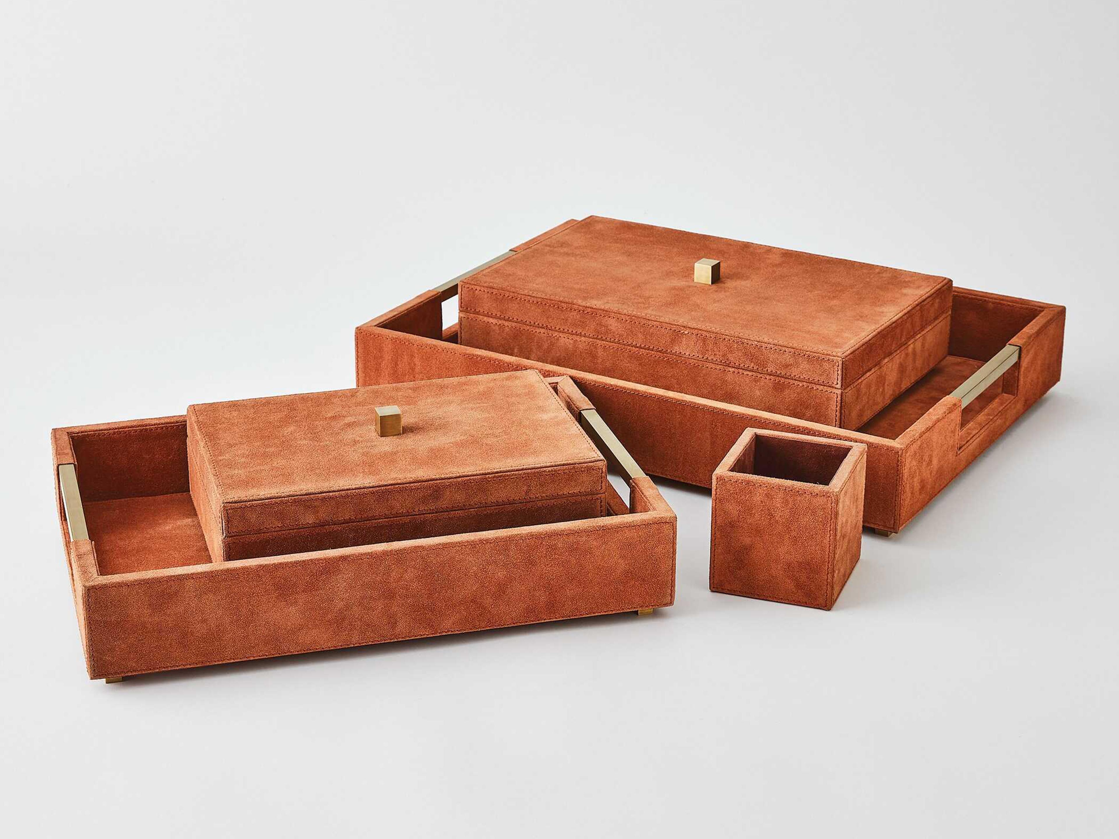 Global Views Rust Suede Posh Pencil Cup