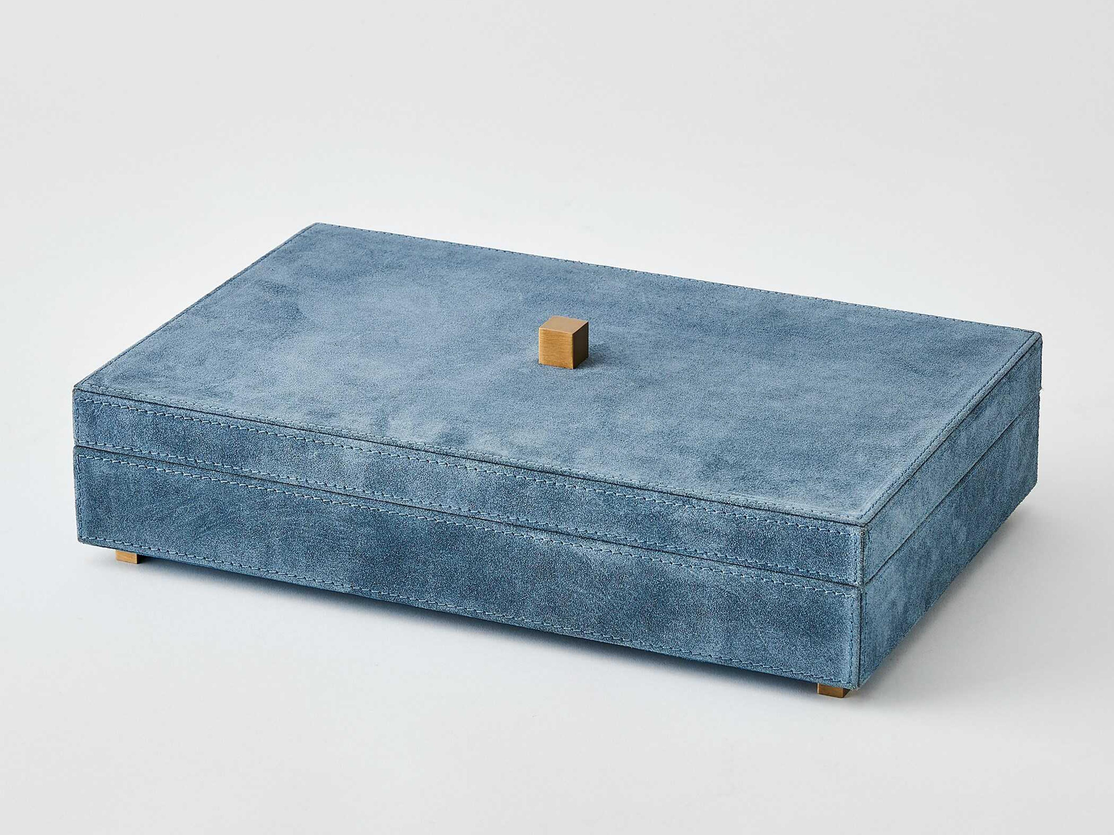 Global Views Dusty Blue Suede Posh Box