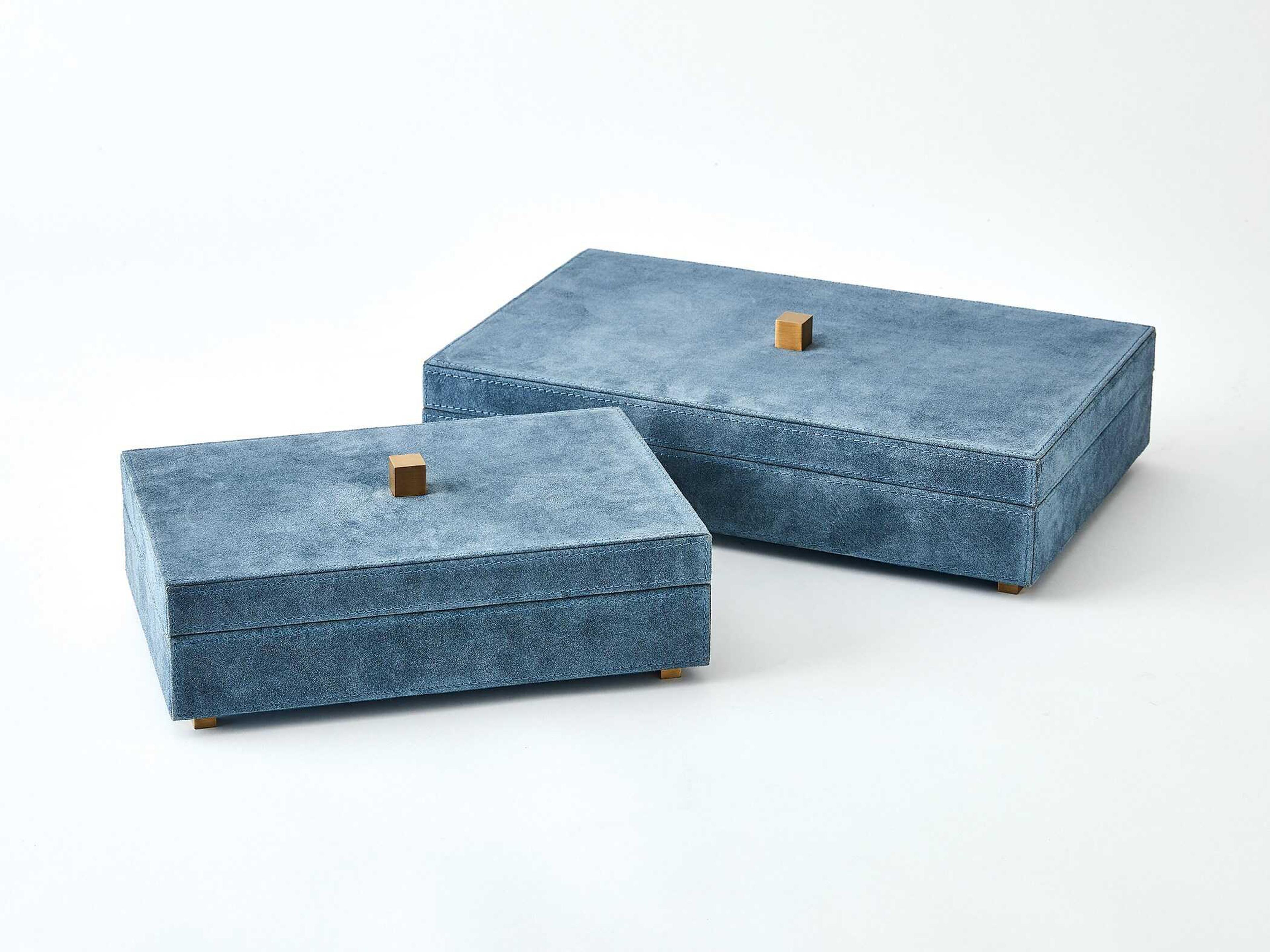 Global Views Dusty Blue Suede Posh Box