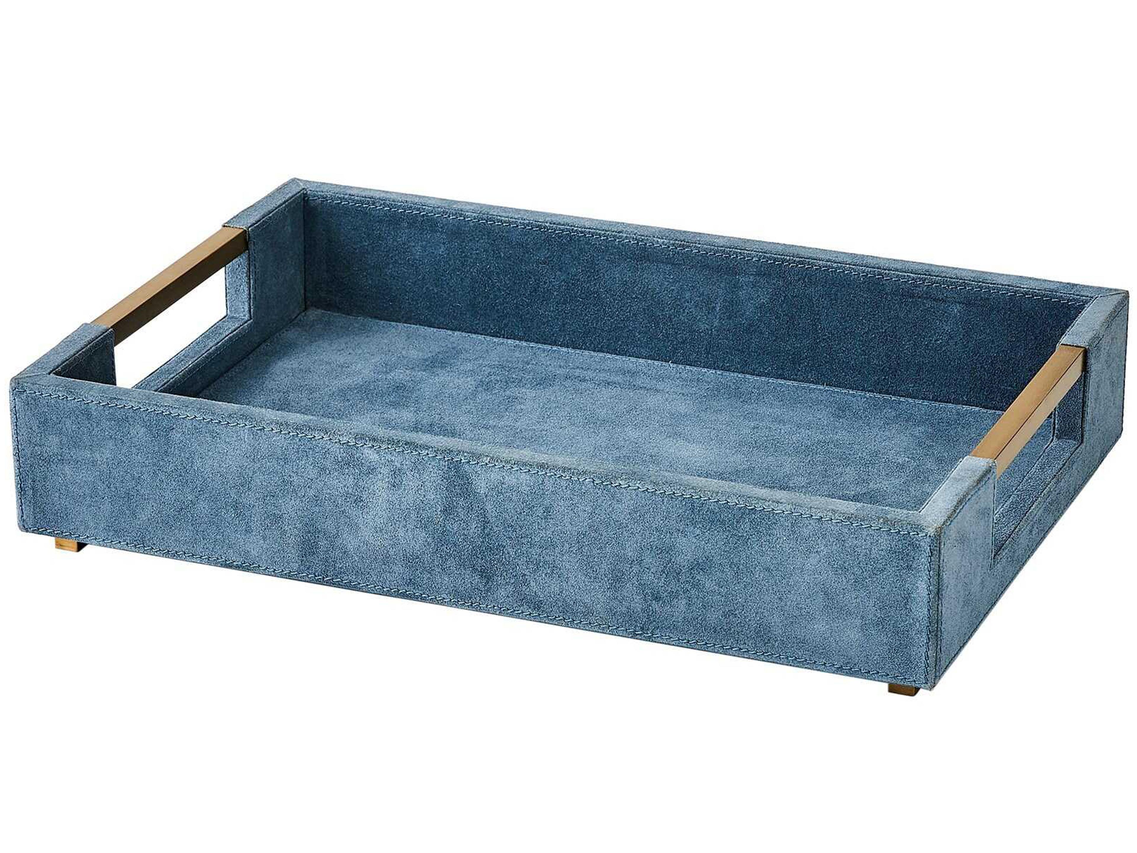 Global Views Dusty Blue Suede Posh Tray