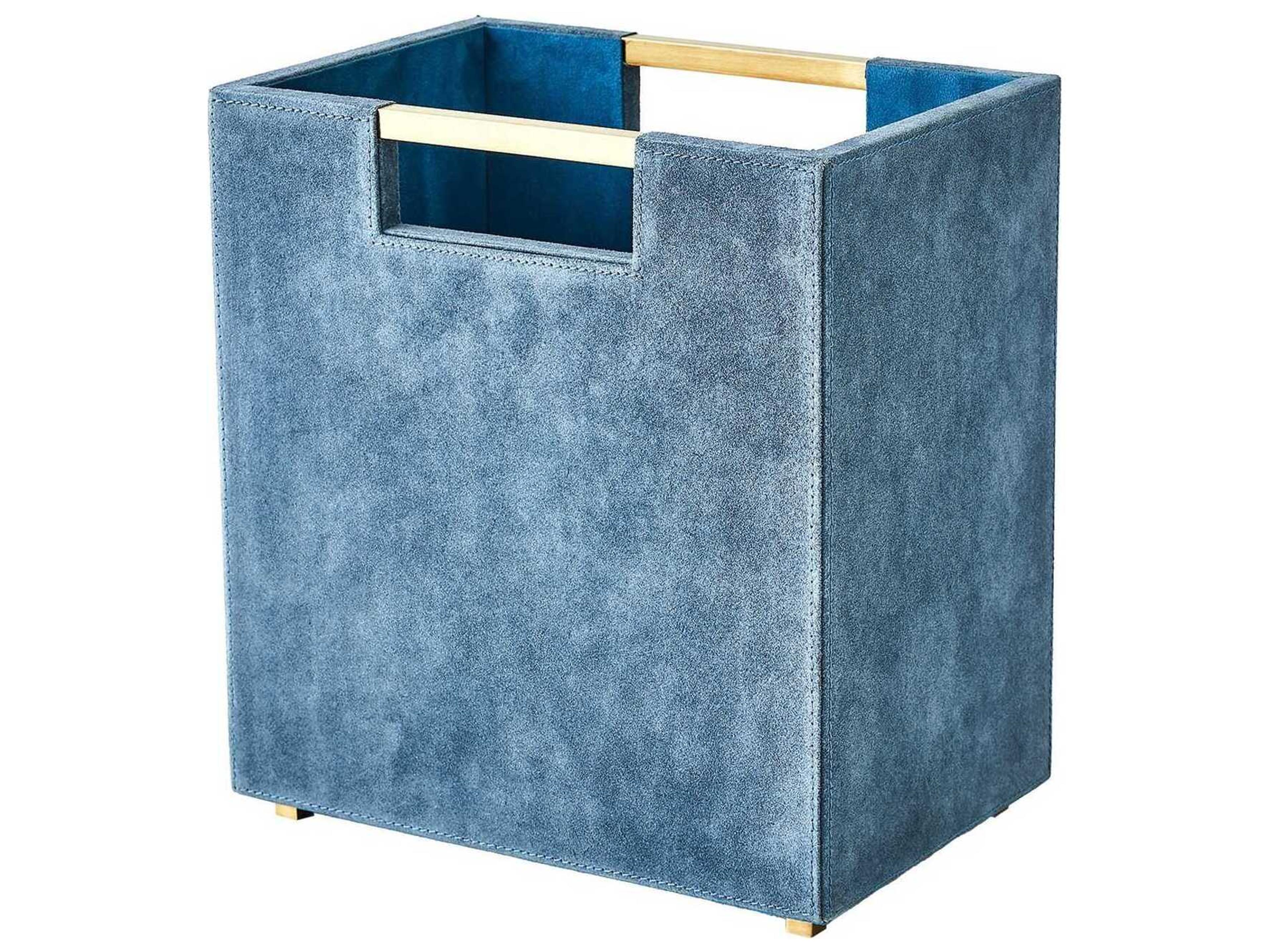 Dusty Blue Suede Posh Wastebasket