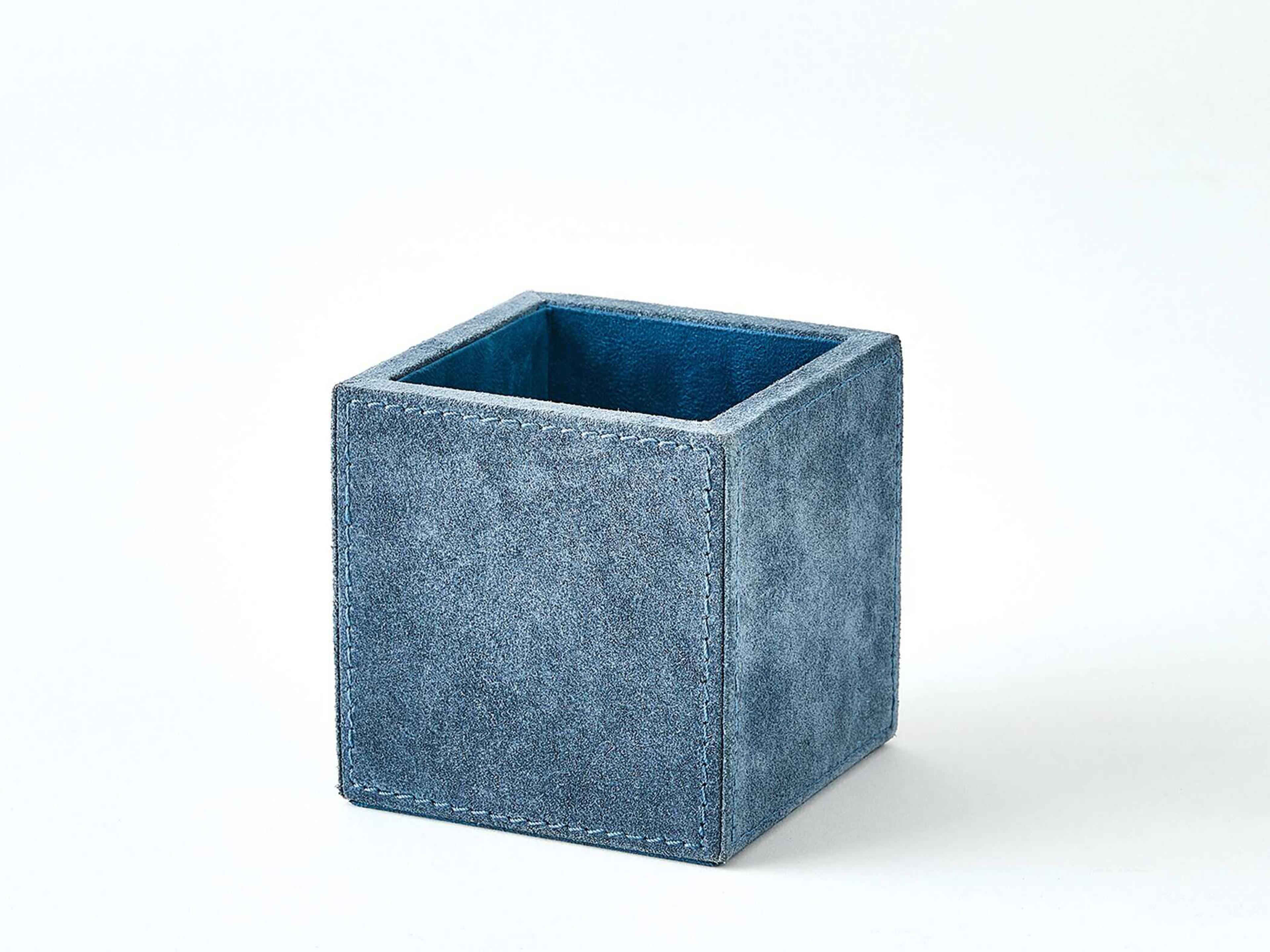 Global Views Dusty Blue Suede Posh Pencil Cup