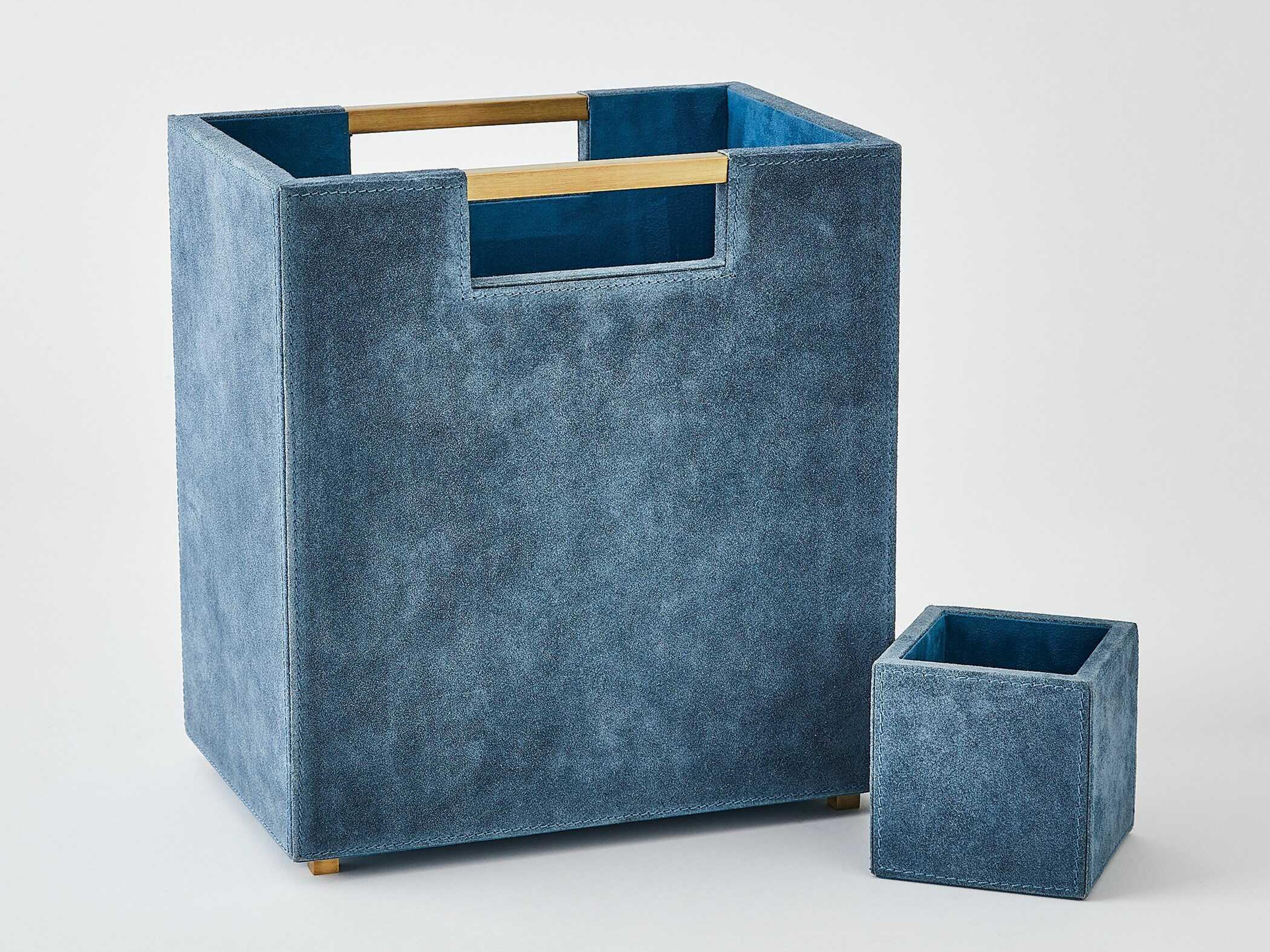 Global Views Dusty Blue Suede Posh Pencil Cup