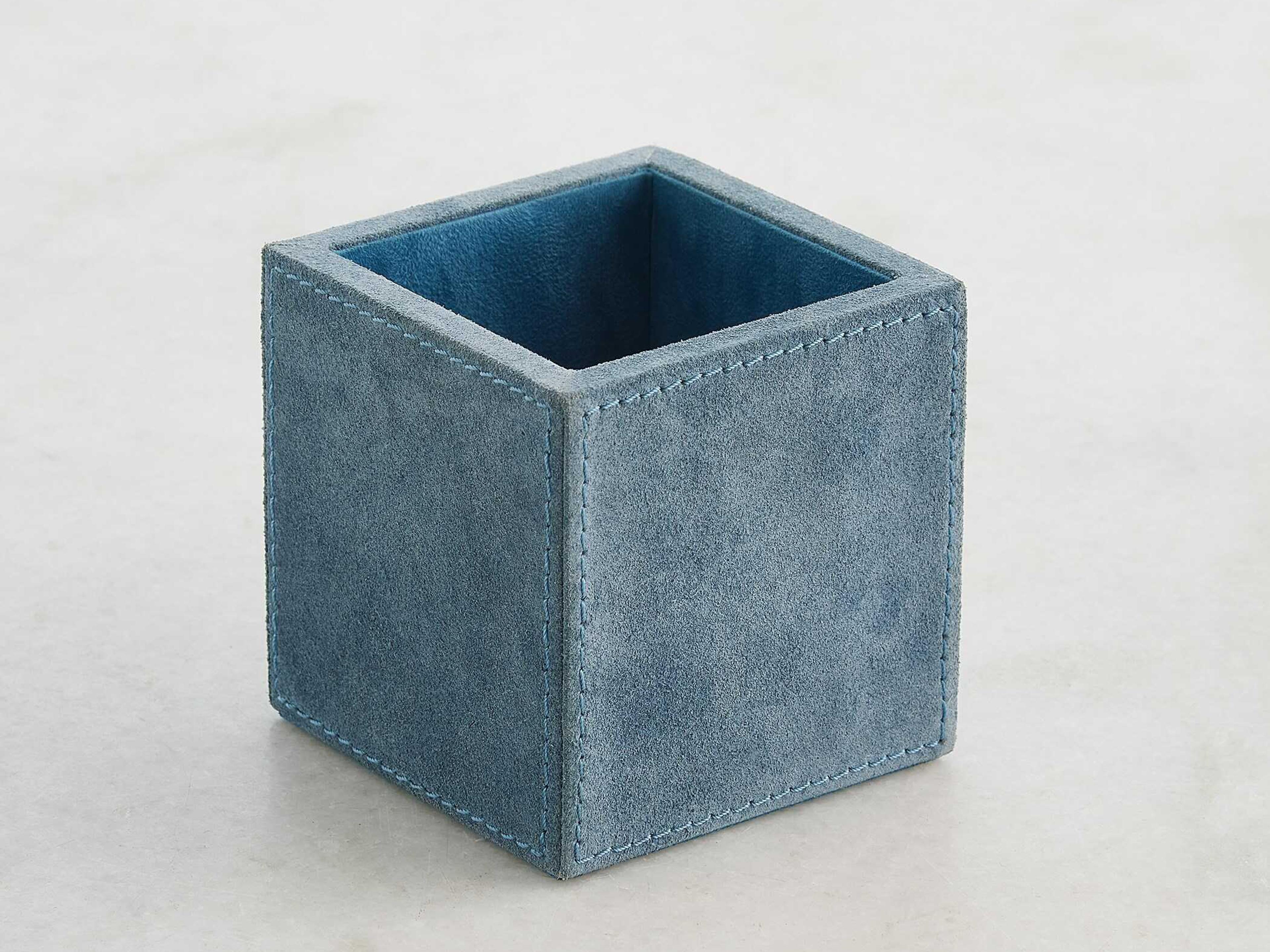 Global Views Dusty Blue Suede Posh Pencil Cup