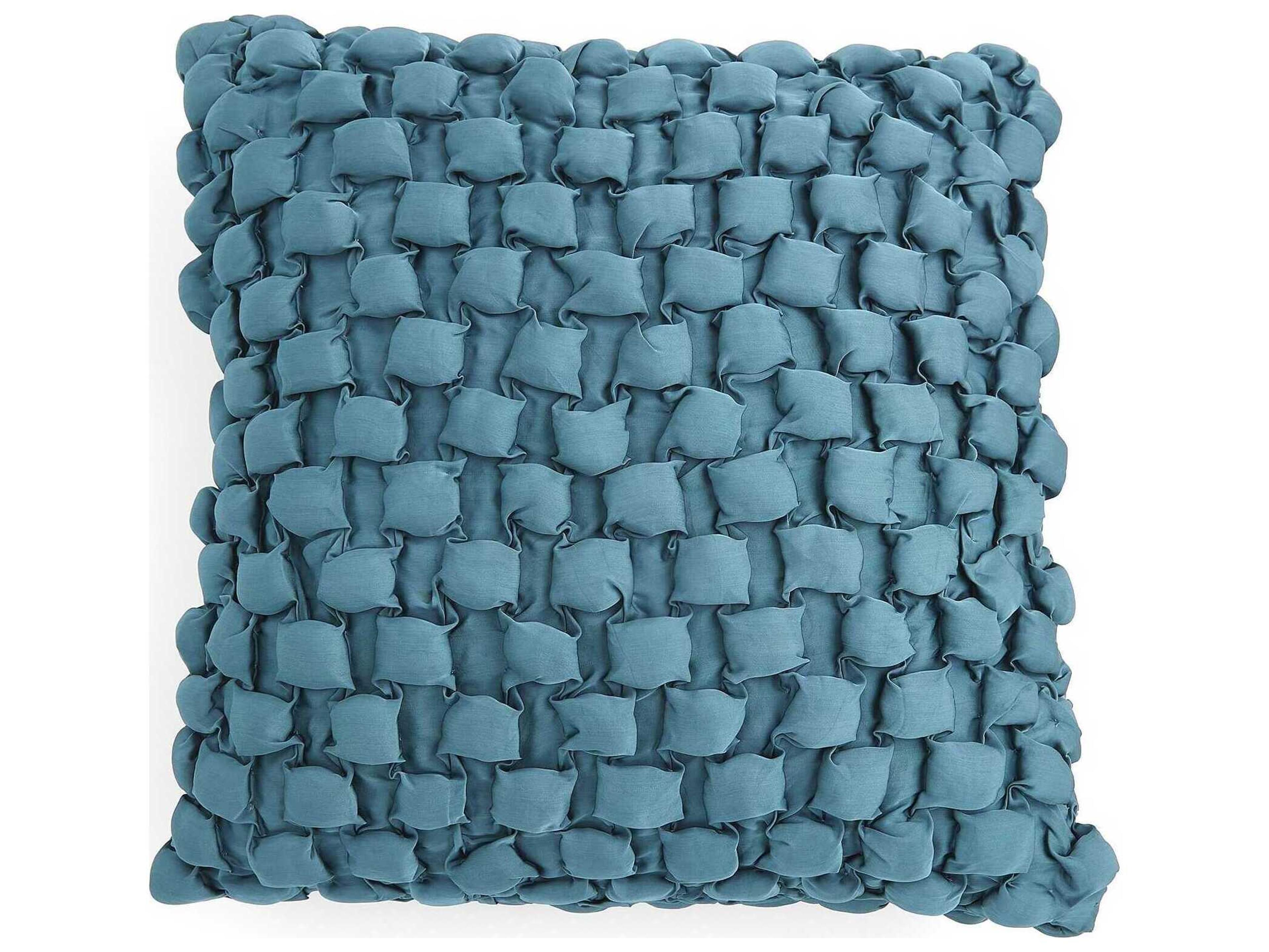 Square Dusty Blue Ruche Pillow