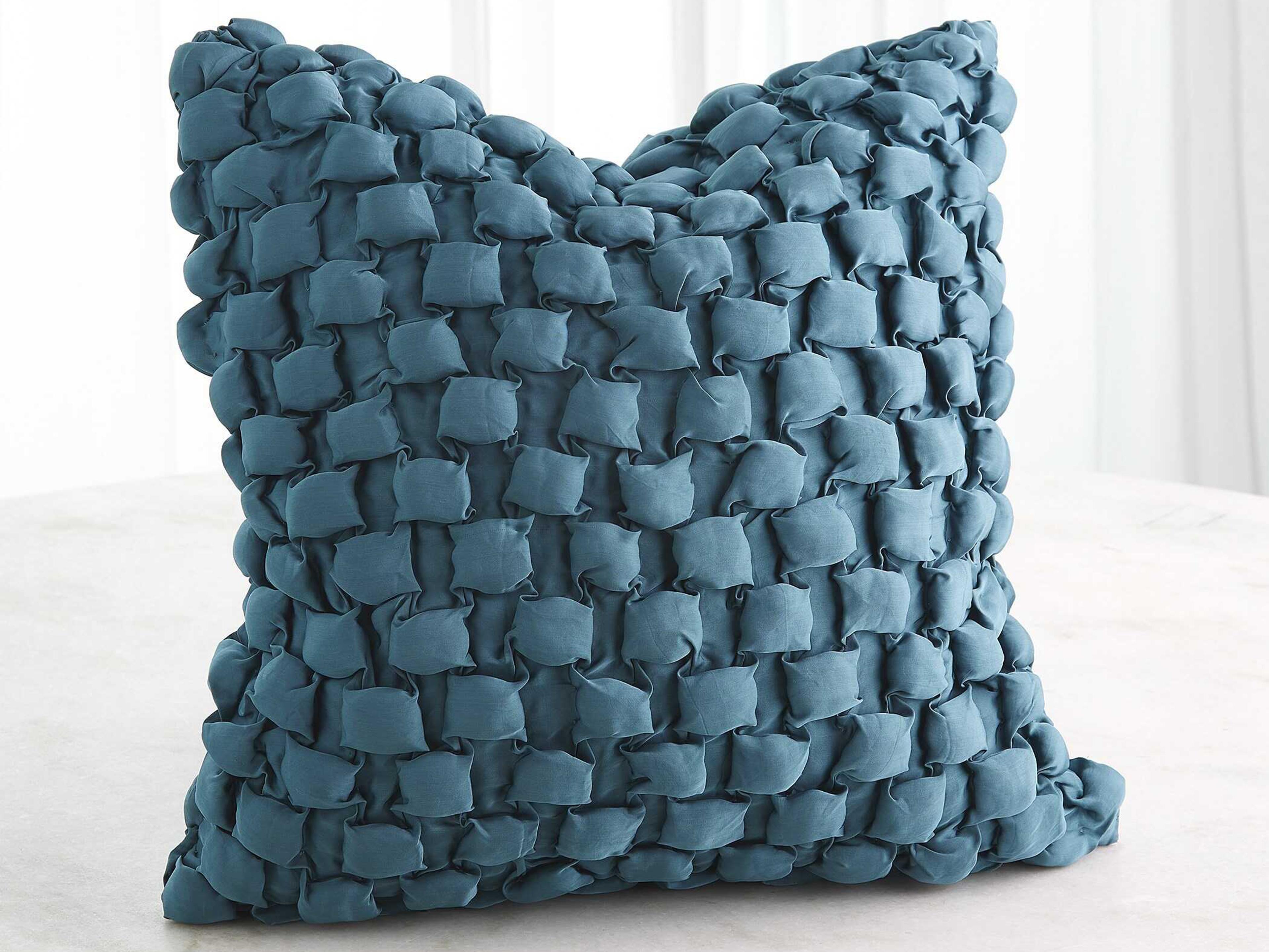 Global Views Square Dusty Blue Ruche Pillow