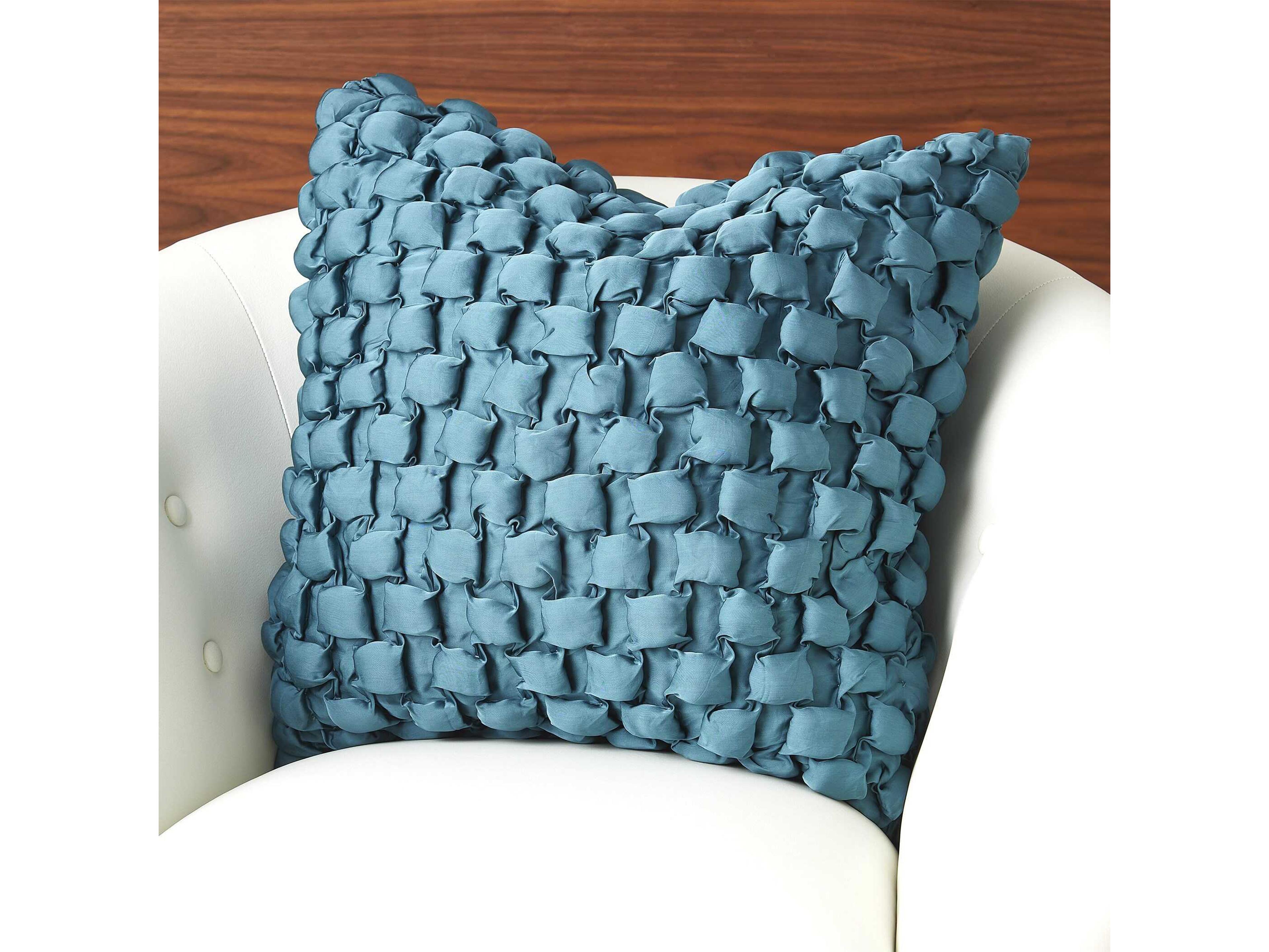 Global Views Square Dusty Blue Ruche Pillow