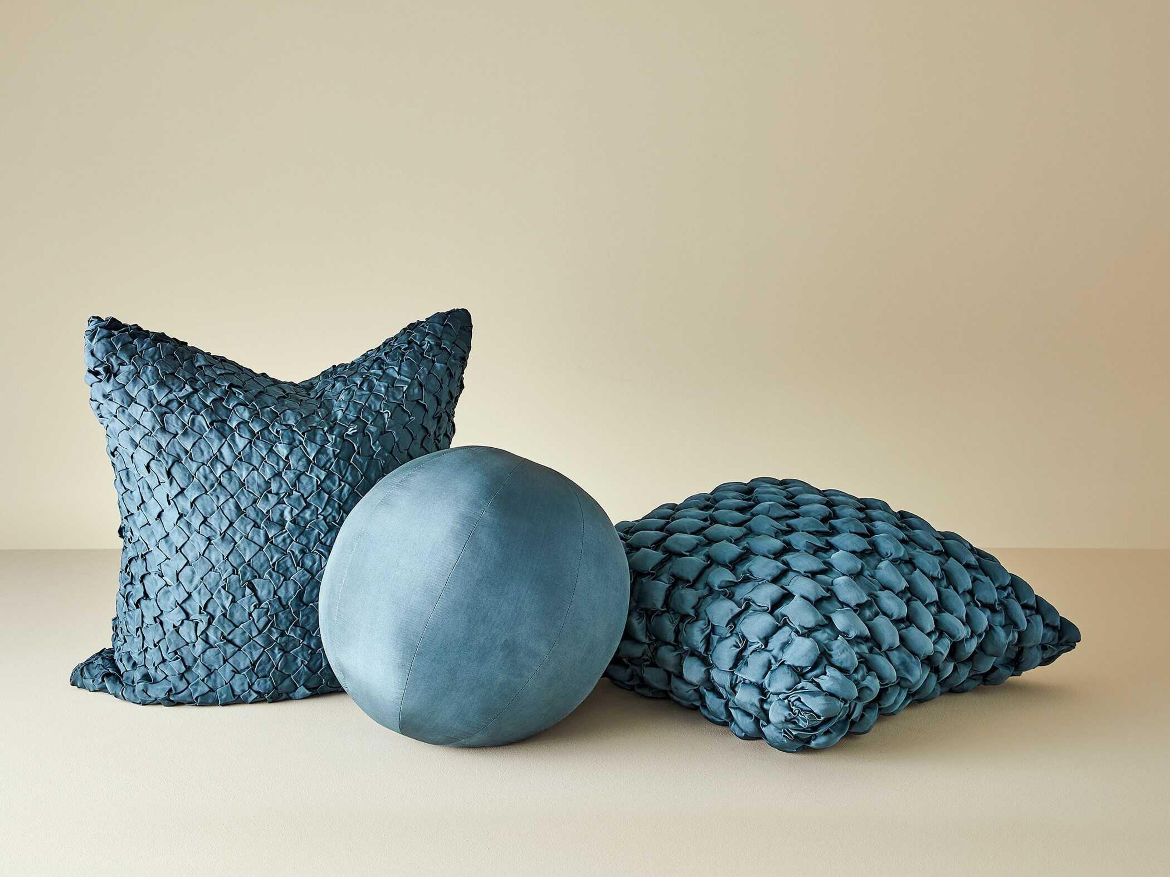 Global Views Diamond Dusty Blue Ruche Pillow