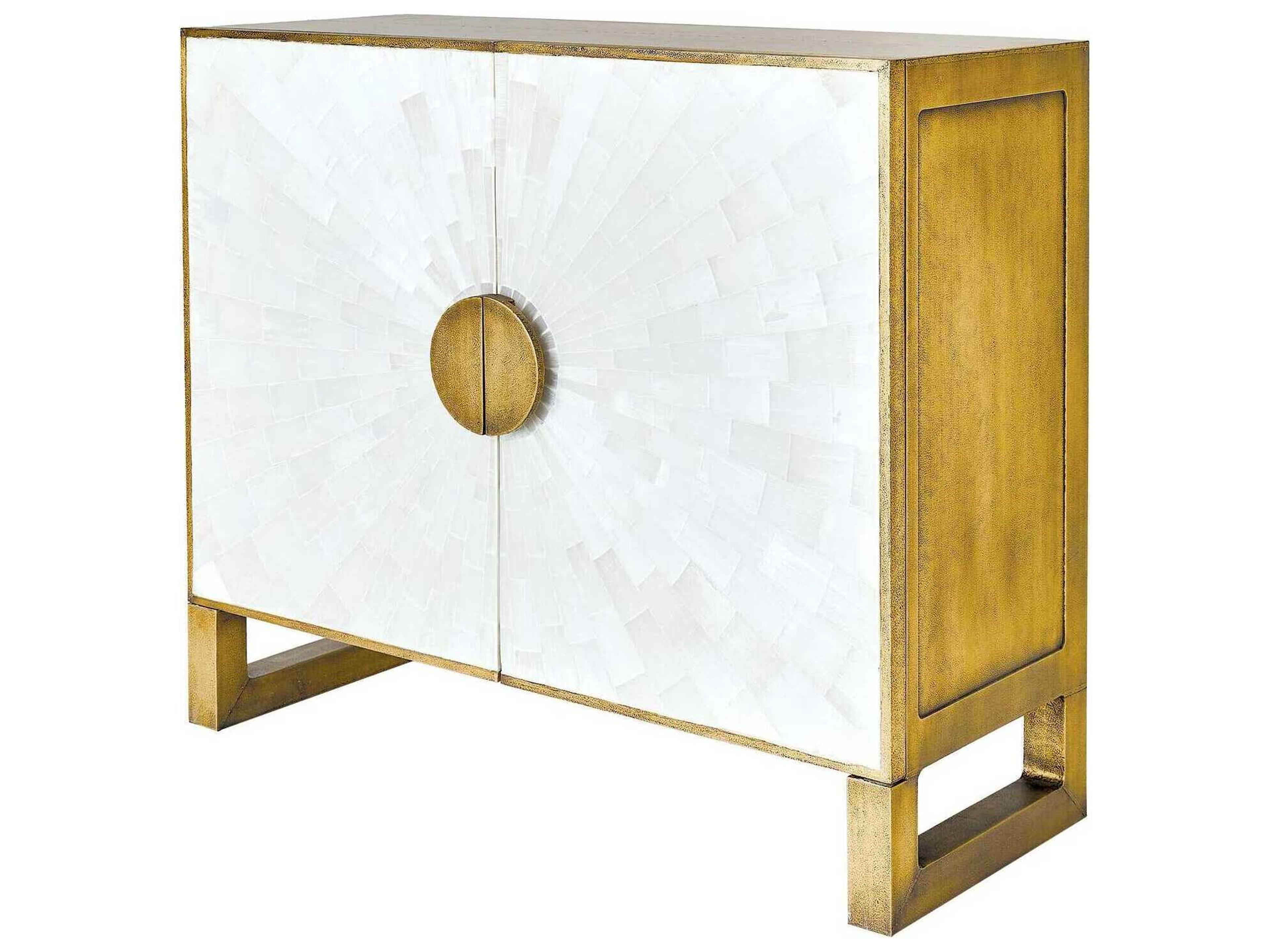 Gypsum Antique Satin Brass Gold Accent Cabinet