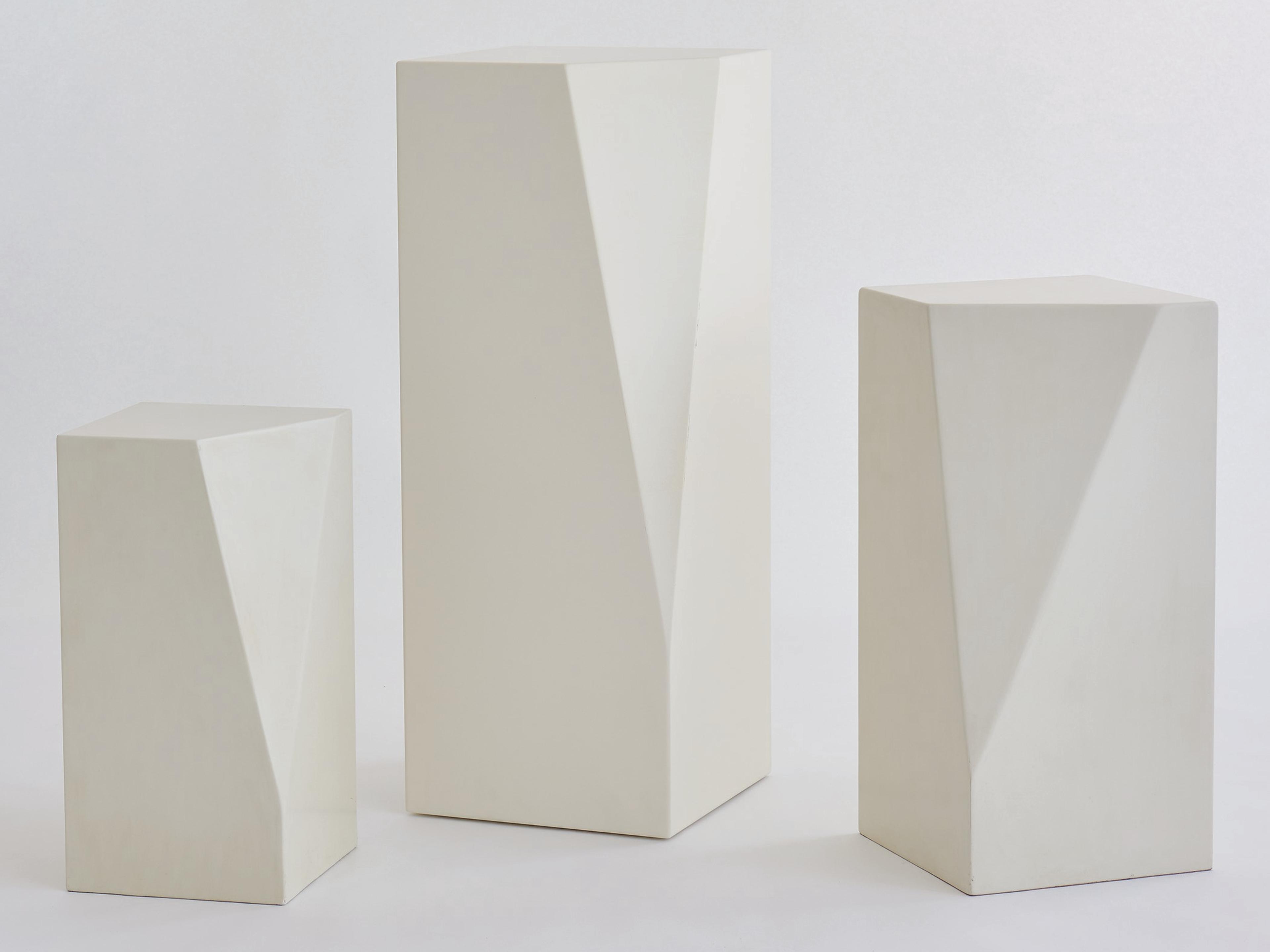 Global Views Square Wood Polyurethane Lacquer Ivory Polished wax End Table