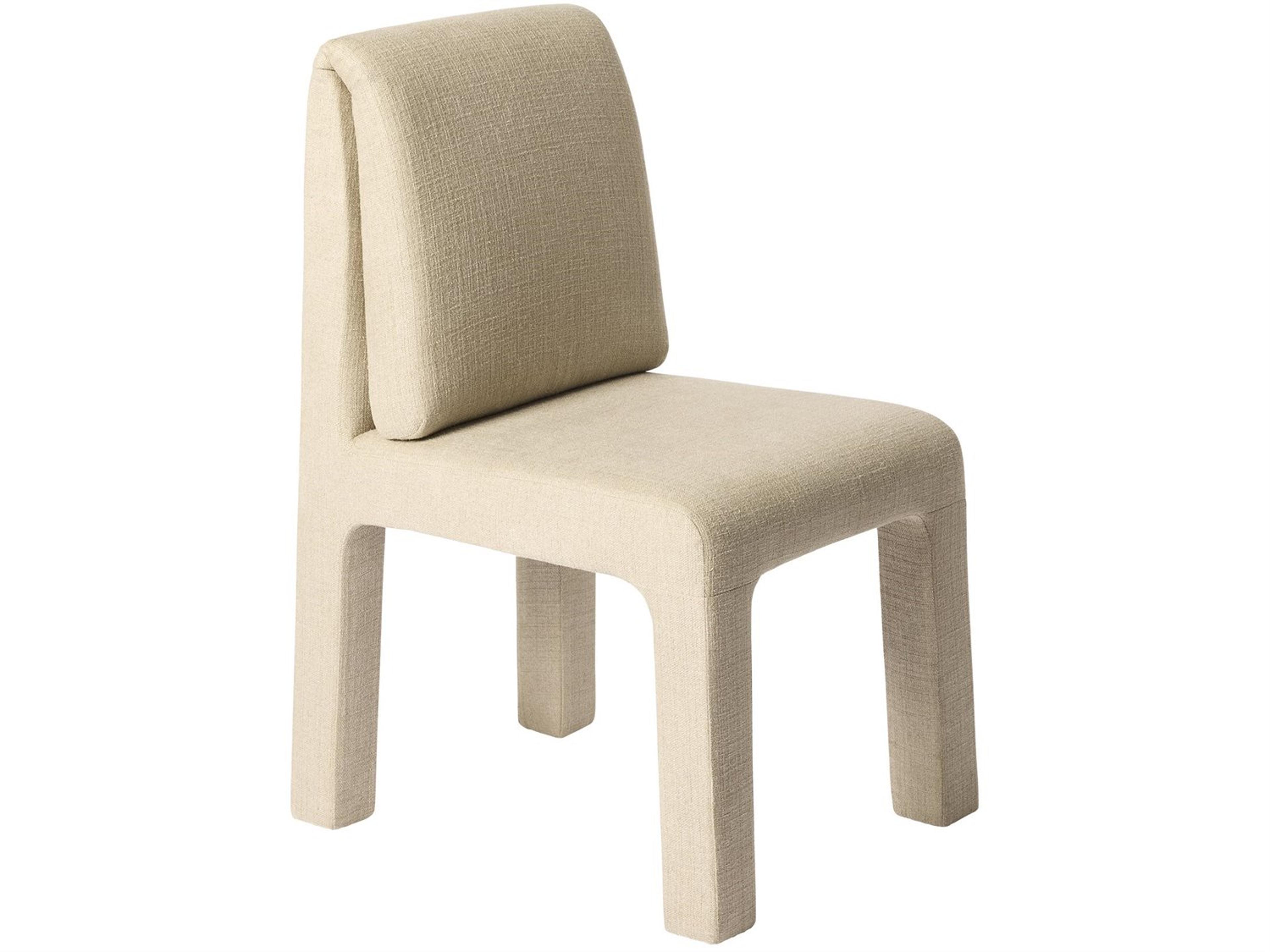 Tamu Rubberwood Beige Upholstered Armless Dining Chair