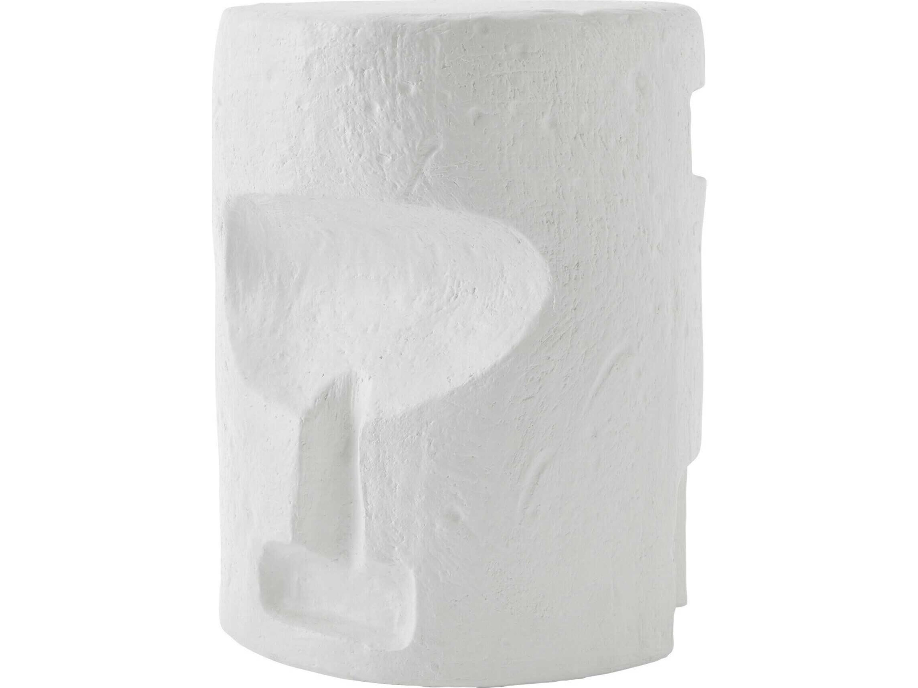 Gilles Round Ceramic Matte White End Table