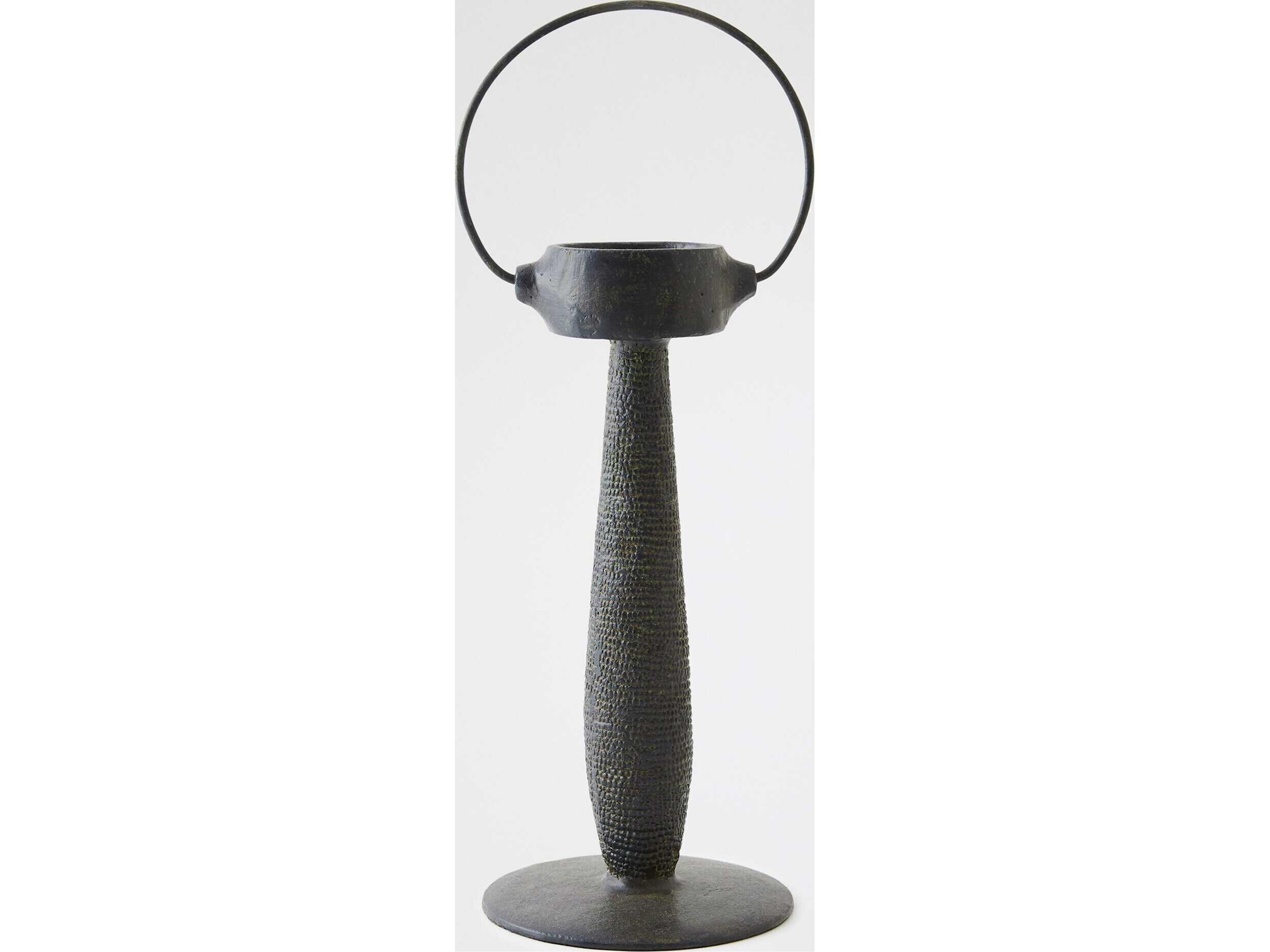 Global Views Totem Candlestick Verdigris Candle Holder With Handle