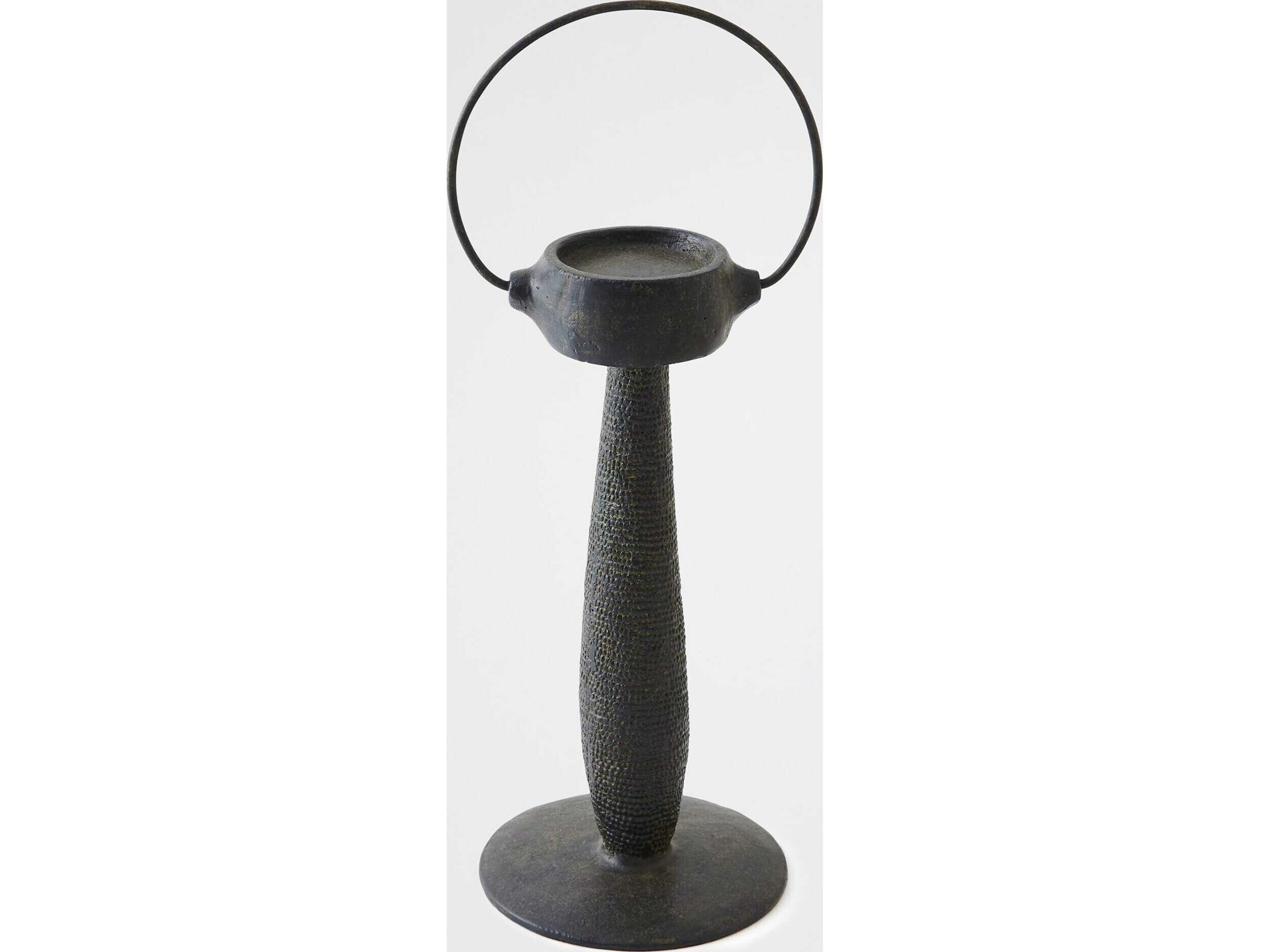 Global Views Totem Candlestick Verdigris Candle Holder With Handle