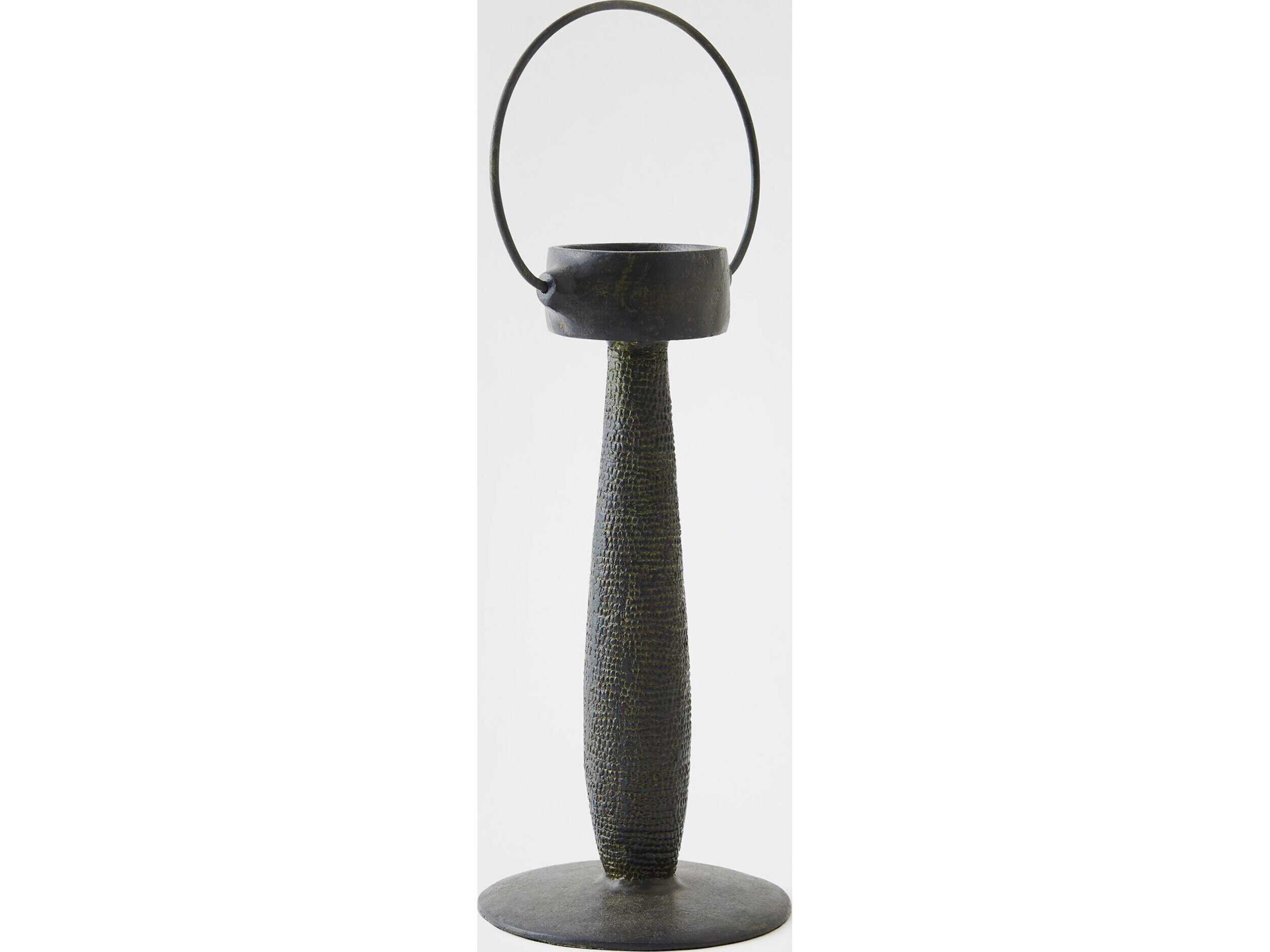 Global Views Totem Candlestick Verdigris Candle Holder With Handle