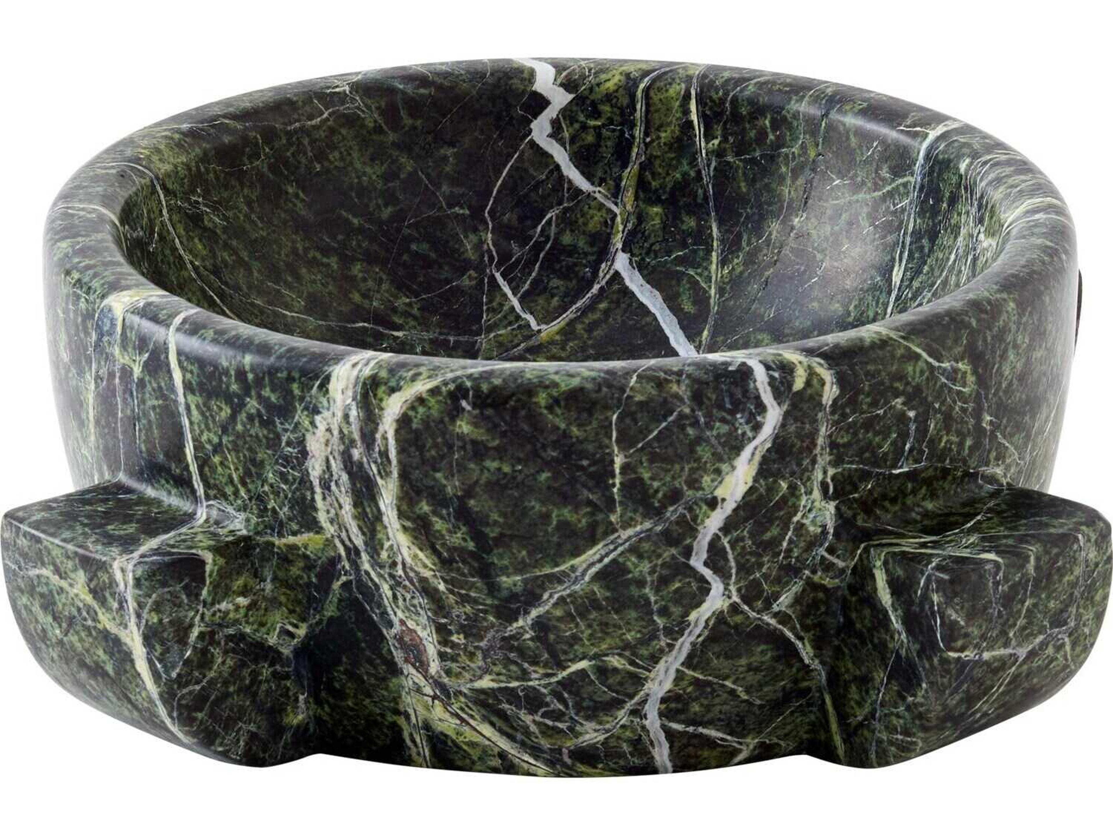 Dome Polished Rainforest Green Marble Decorative Plate