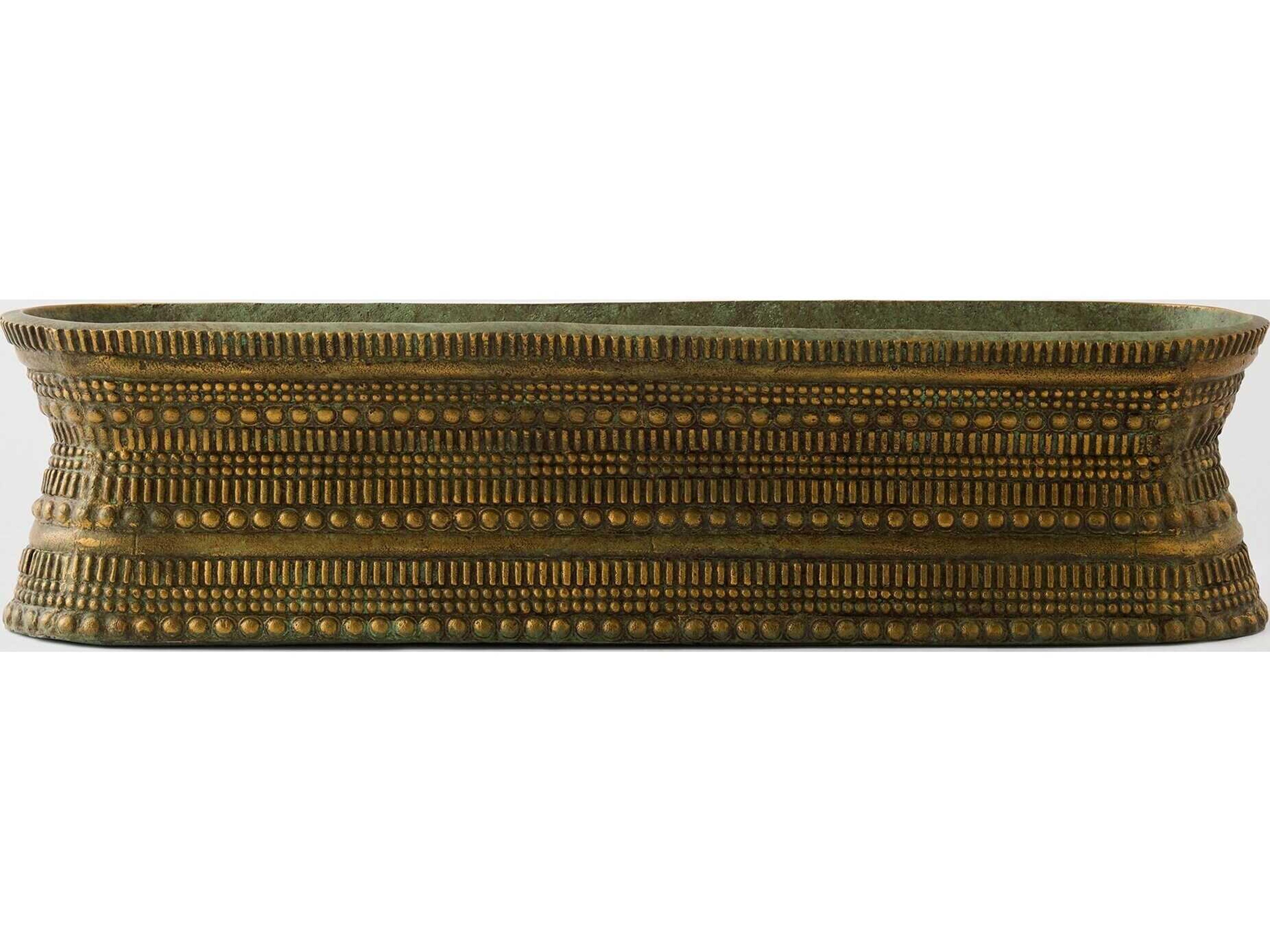 Global Views Perles Centerpiece Green Patina Vase