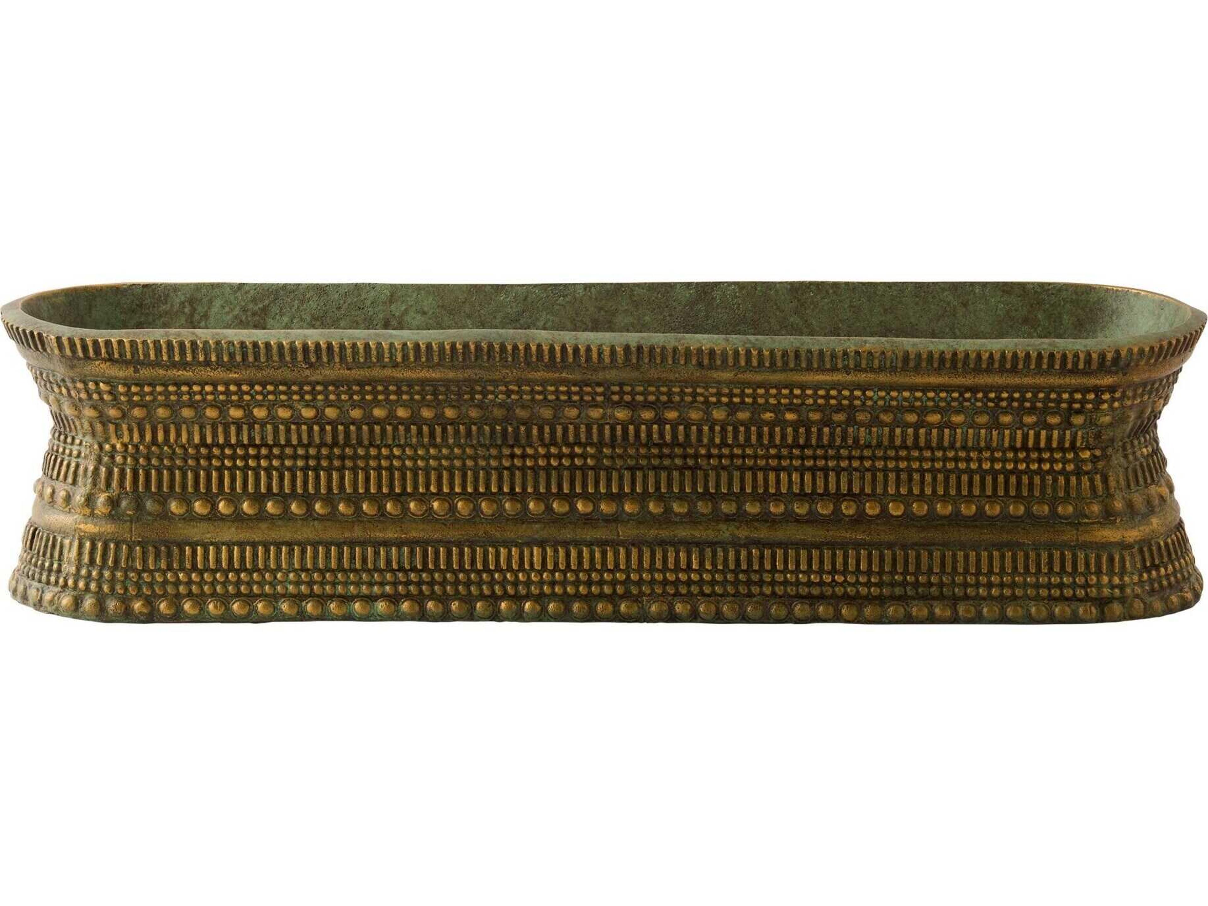 Perles Centerpiece Green Patina Vase